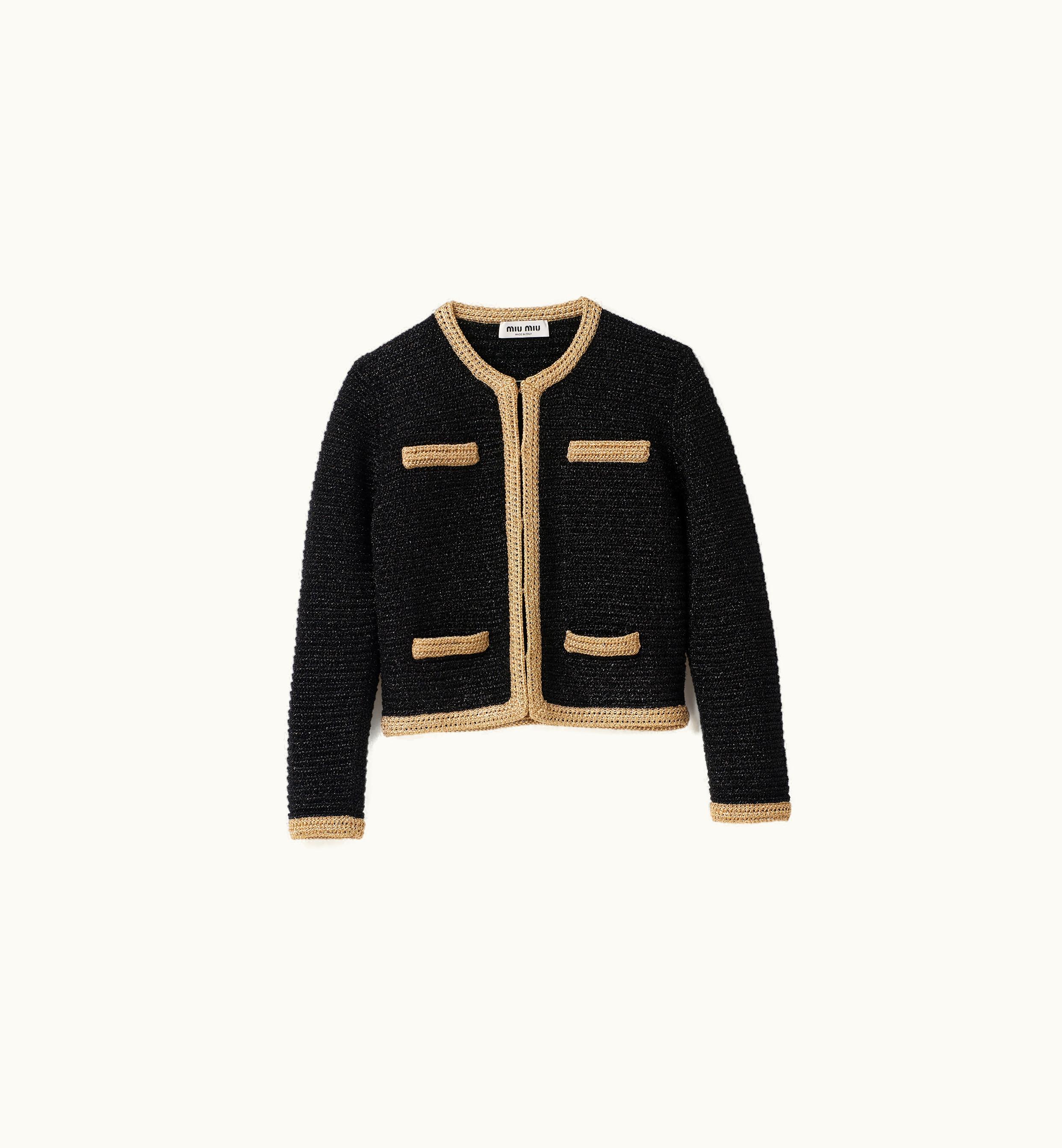 Miu Miu Miu Miu Lamé Crochet Cardigan Black