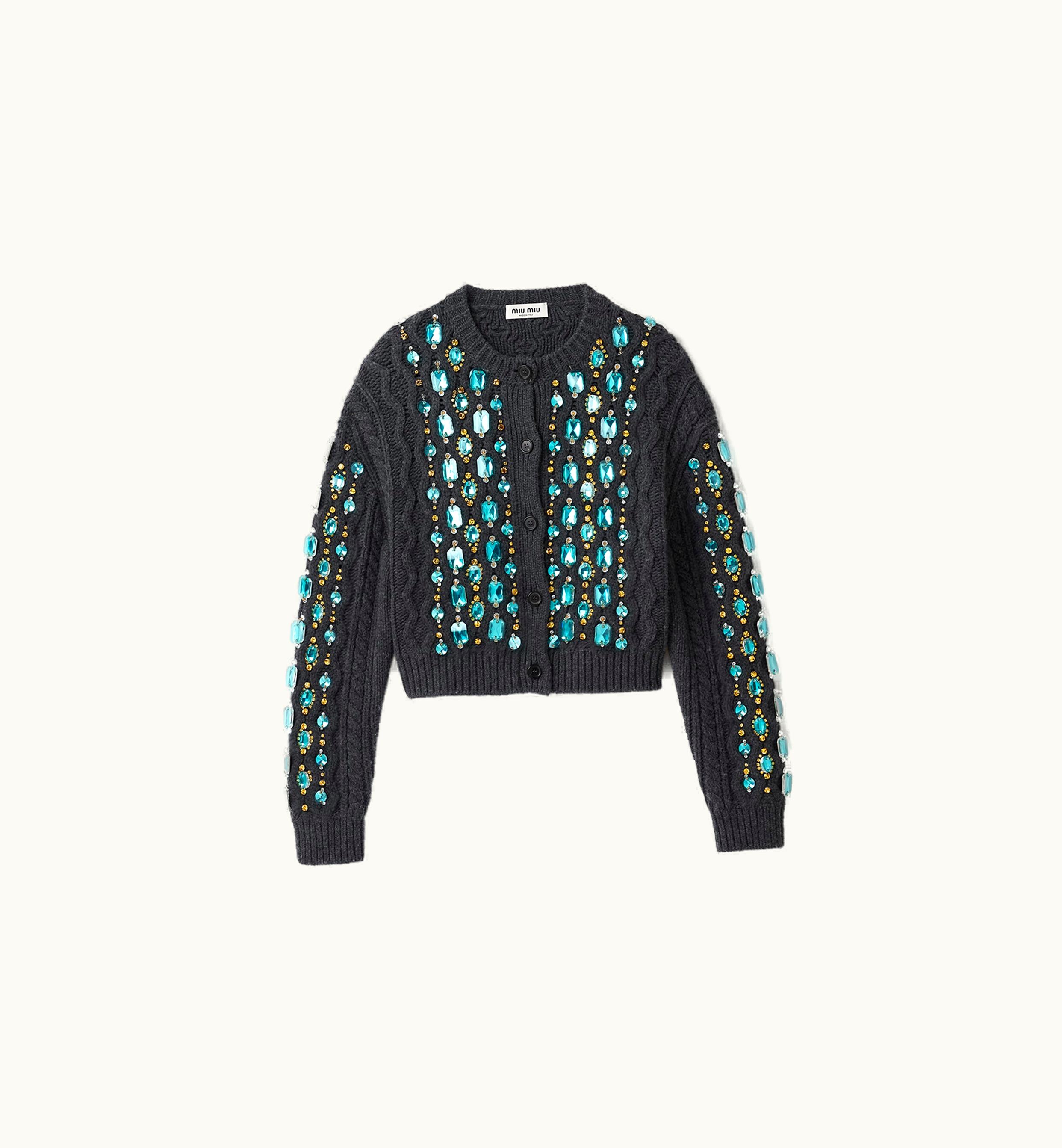 Miu Miu Miu Miu Wool Knit Cardigan Anthracite Gray