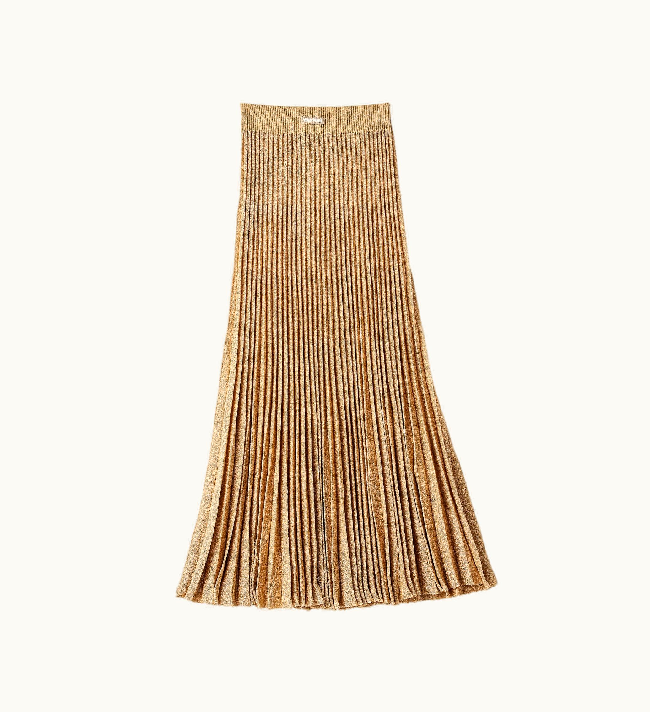 Miu Miu Miu Miu Lamé Pleated Skirt Gold