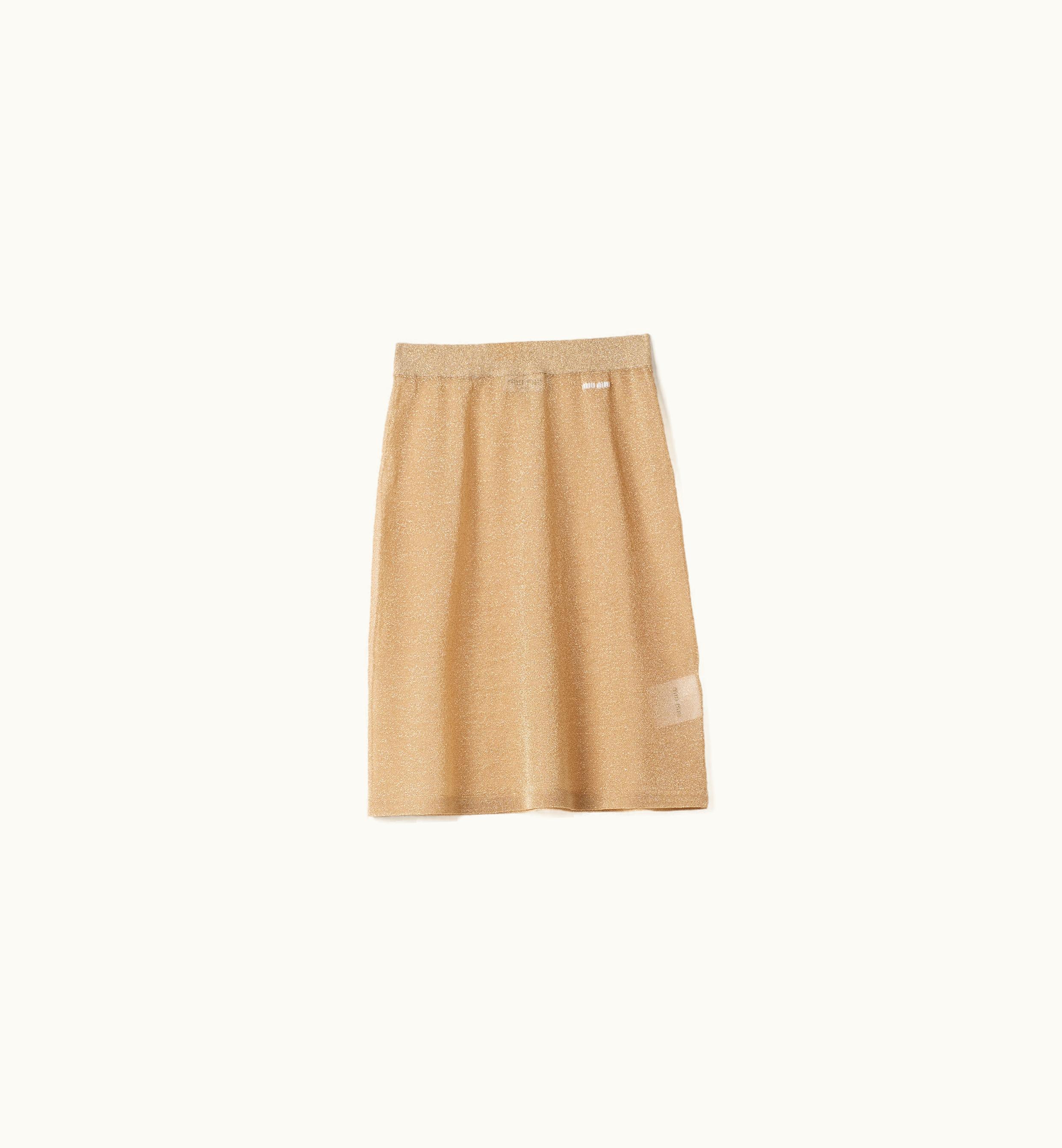 Miu Miu Miu Miu Lamé Pencil Skirt Gold