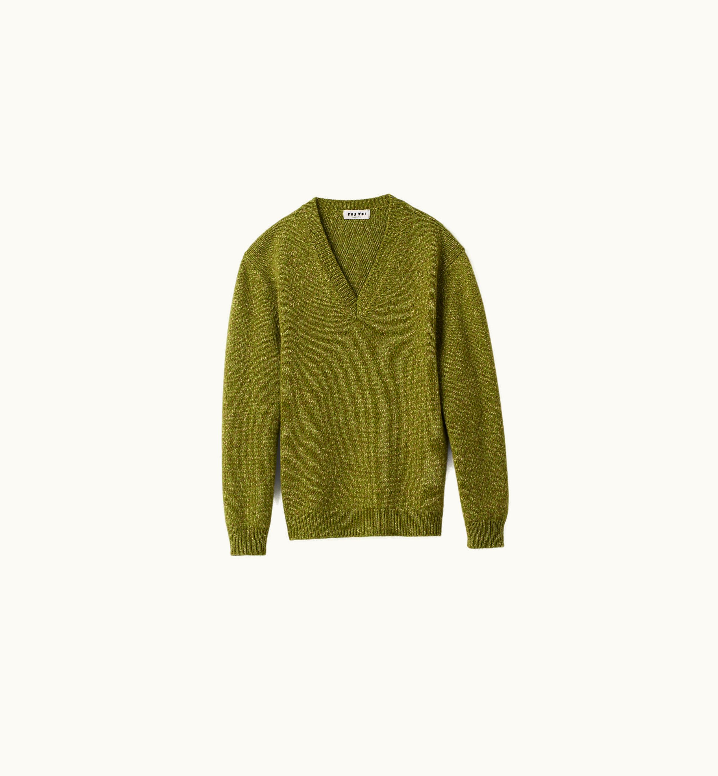 Miu Miu Miu Miu Exaggerated Wool And Cashmere Sweater Fern Green