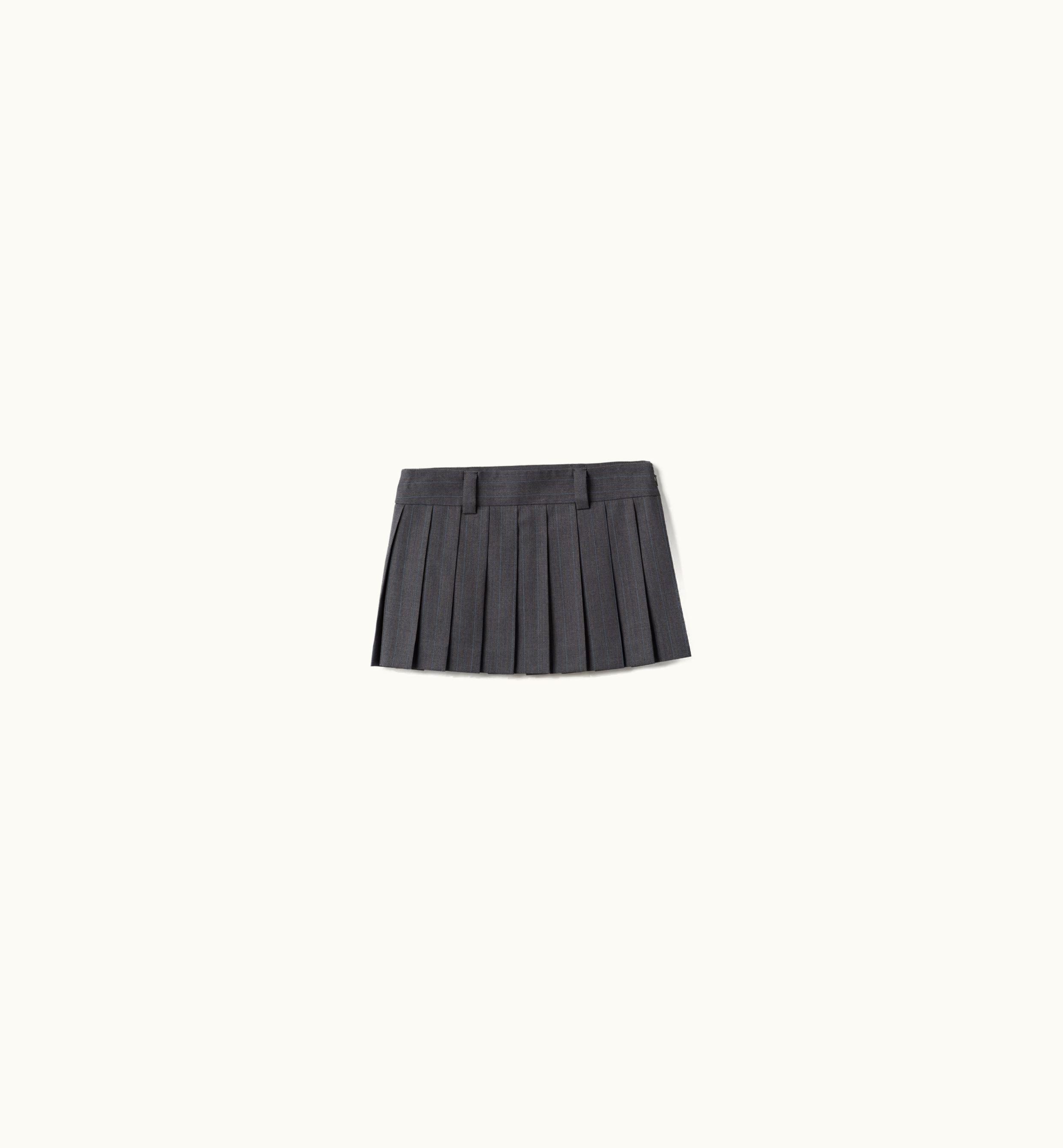 Miu Miu Miu Miu Pleated Pinstripe Skirt Slate Gray