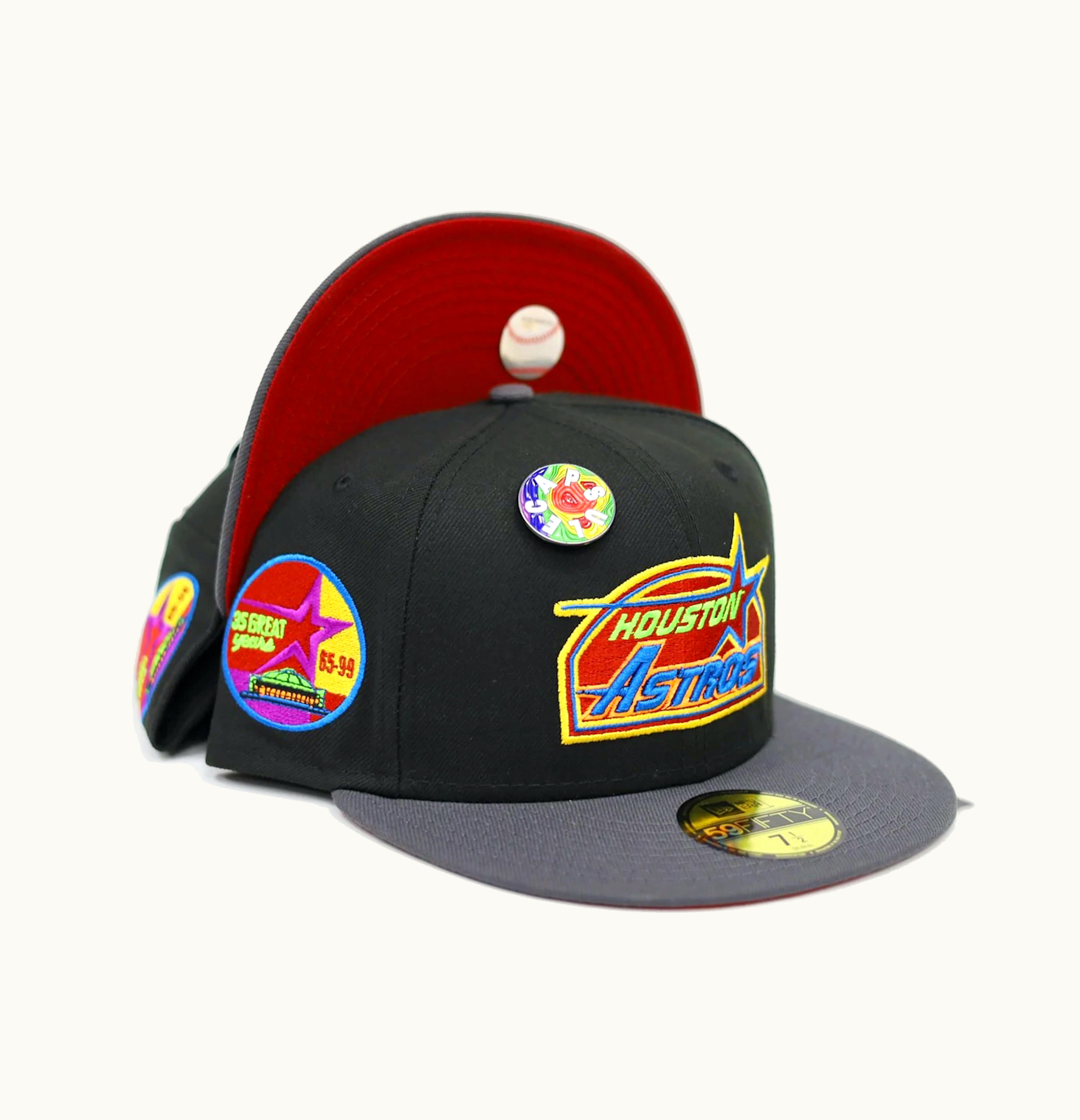 New Era New Era Houston Astros Capsule Doppler Radar Collection 35 Years 59Fifty Fitted Hat Black Red