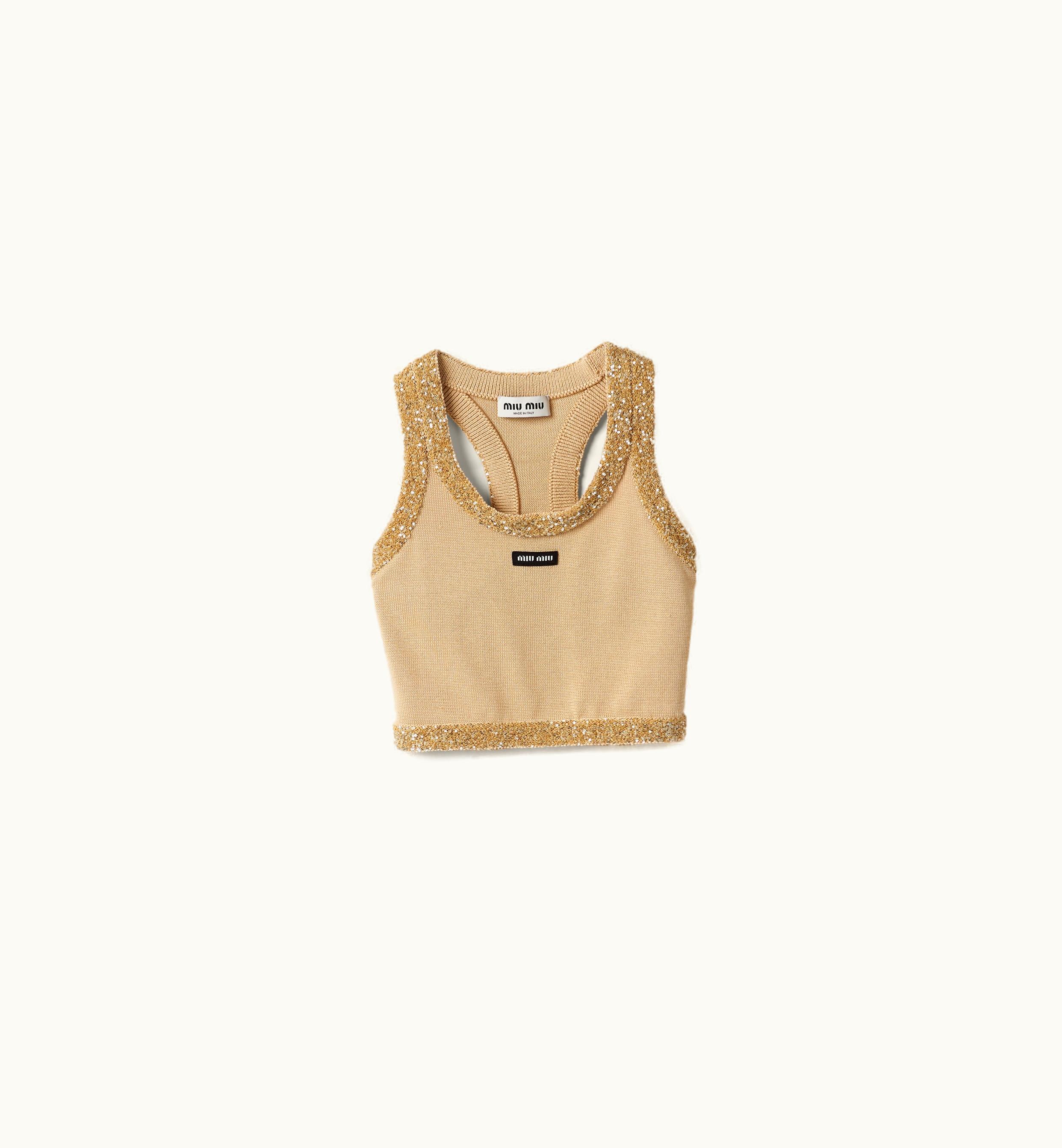 Miu Miu Miu Miu Silk Knit Top Cream
