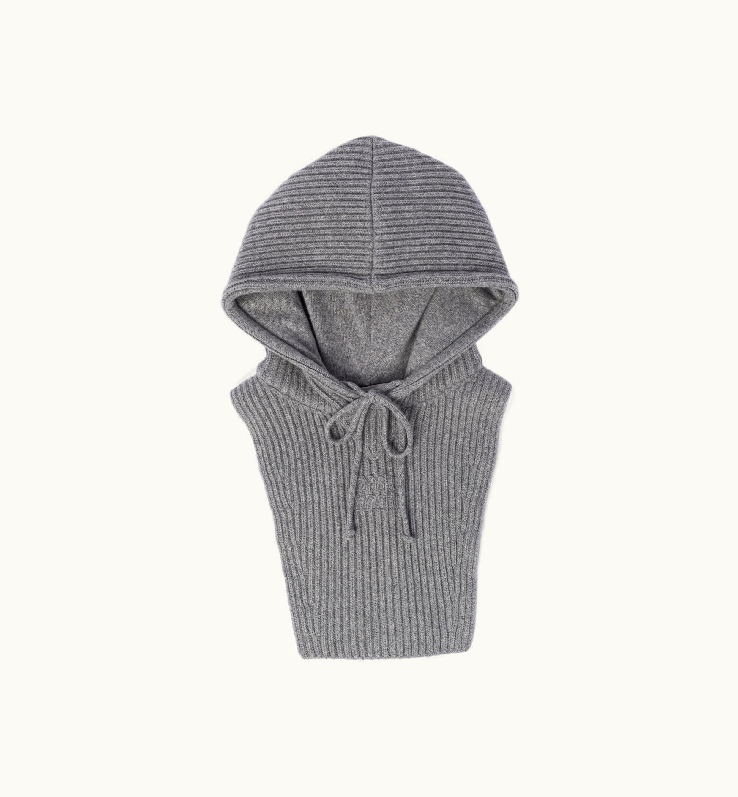Miu Miu Miu Miu Wool And Cashmere Knit Hoodie Dickey Marble Gray