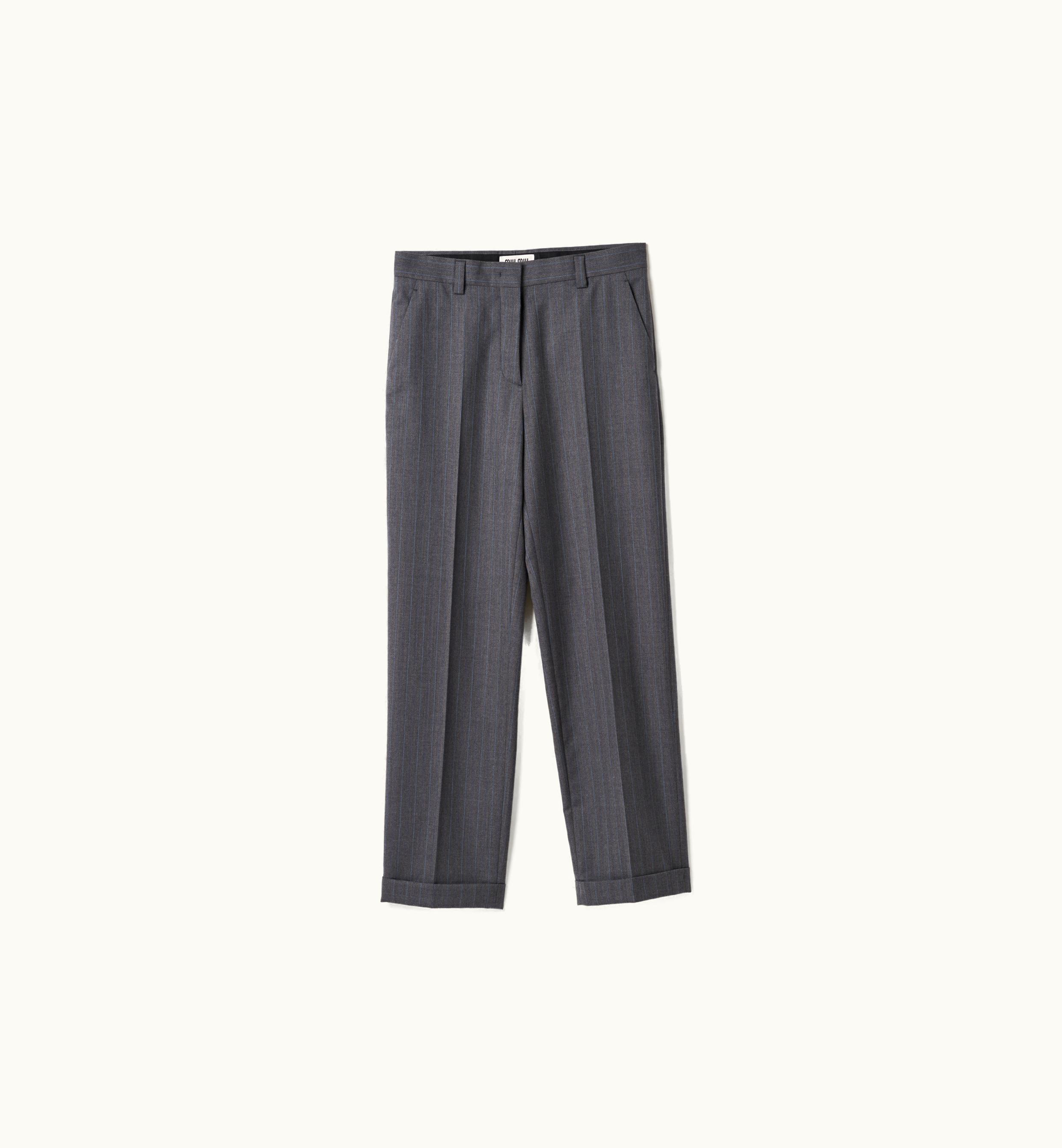 Miu Miu Miu Miu Pinstriped Pants Slate Gray