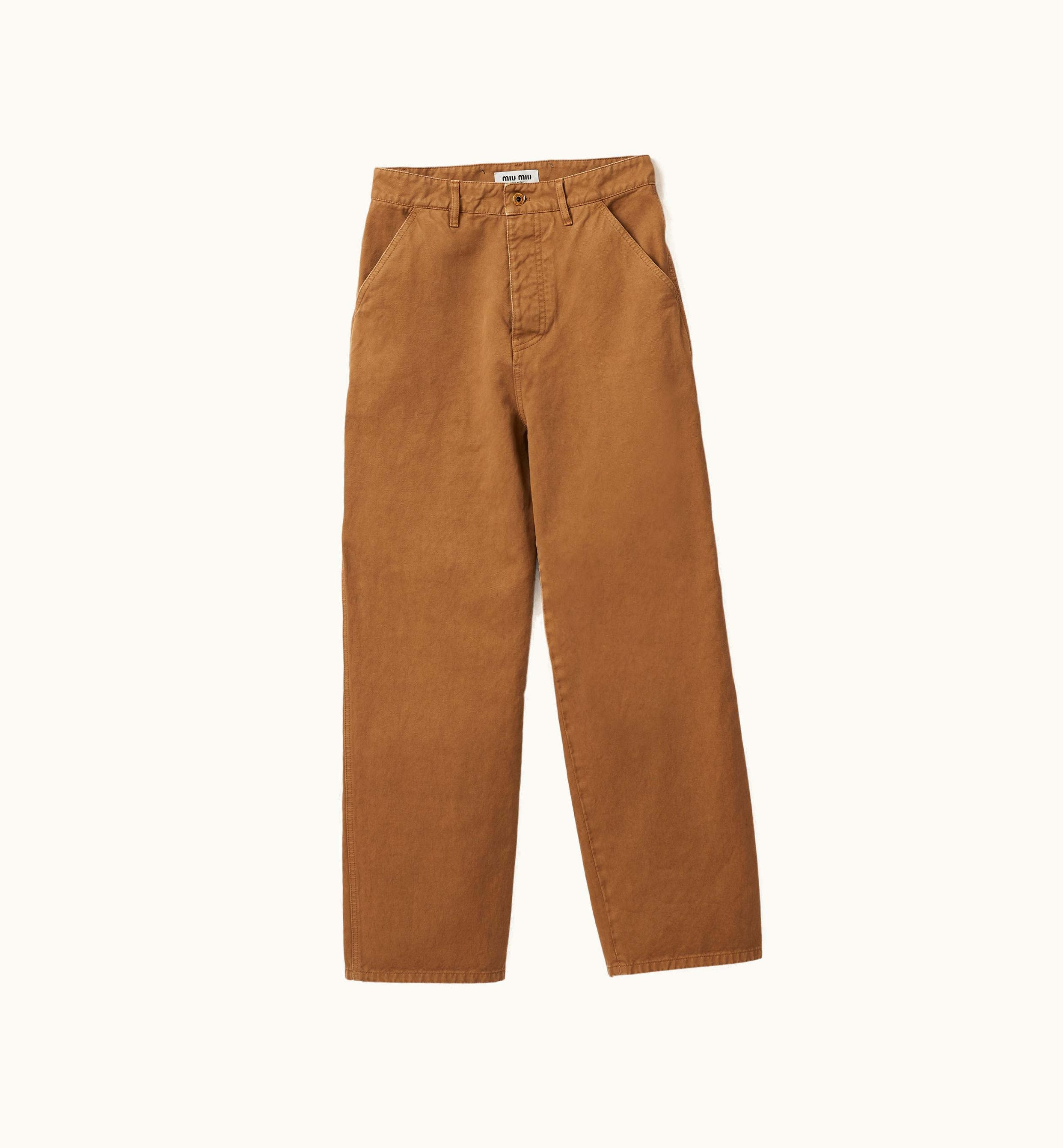 Miu Miu Miu Miu Garment-dyed Gabardine Pants Cord Straight Fit Unlined Button Fly Embroidered Logo Angled Slash Pockets Patch Pockets 107.5cm Height
