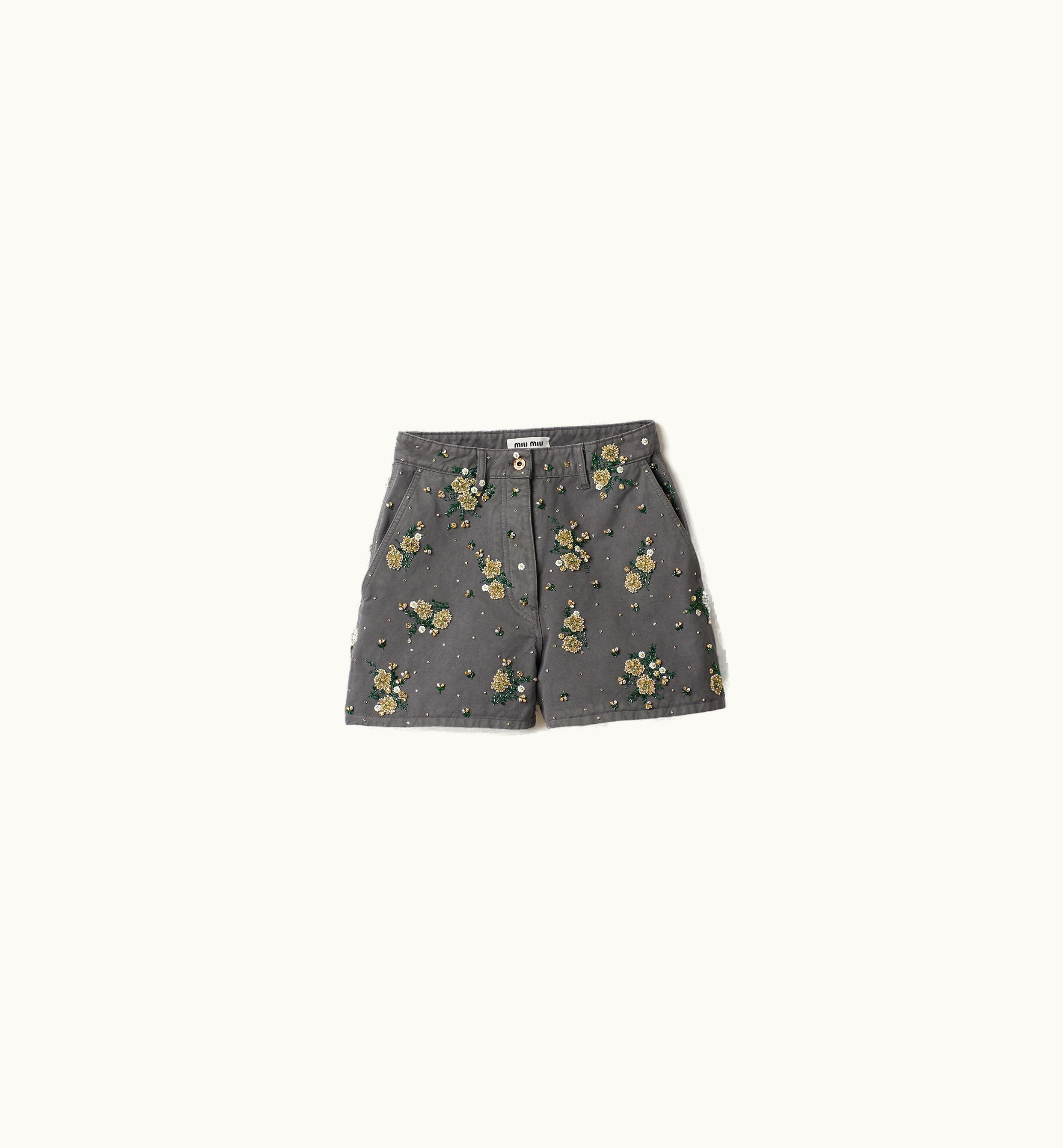 Miu Miu Miu Miu Garment-dyed Gabardine Bermudas Iron Gray