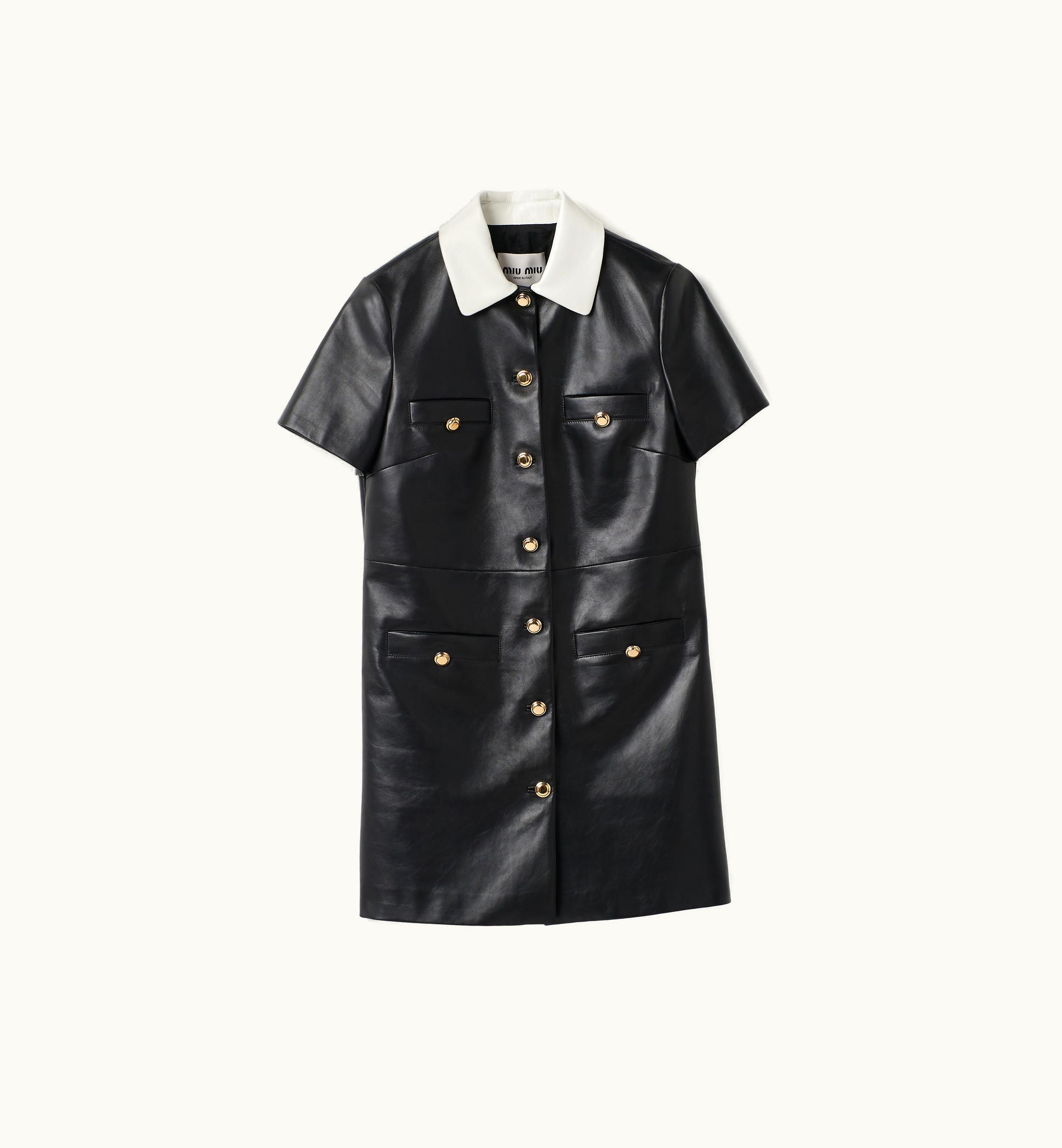 Miu Miu Miu Miu Nappa Leather Dress Black