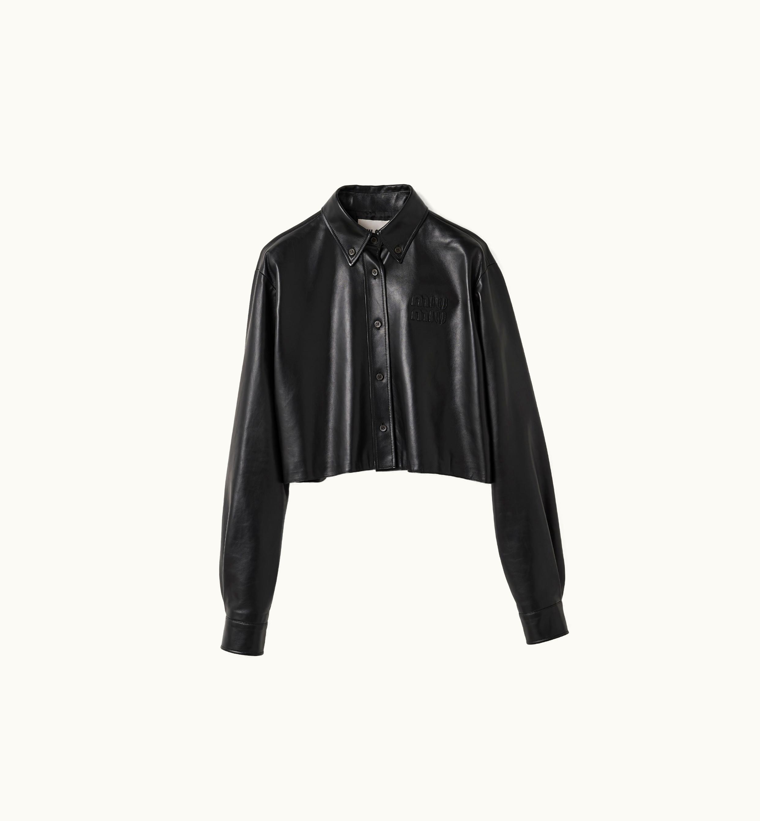 Miu Miu Miu Miu Nappa Leather Shirt Black