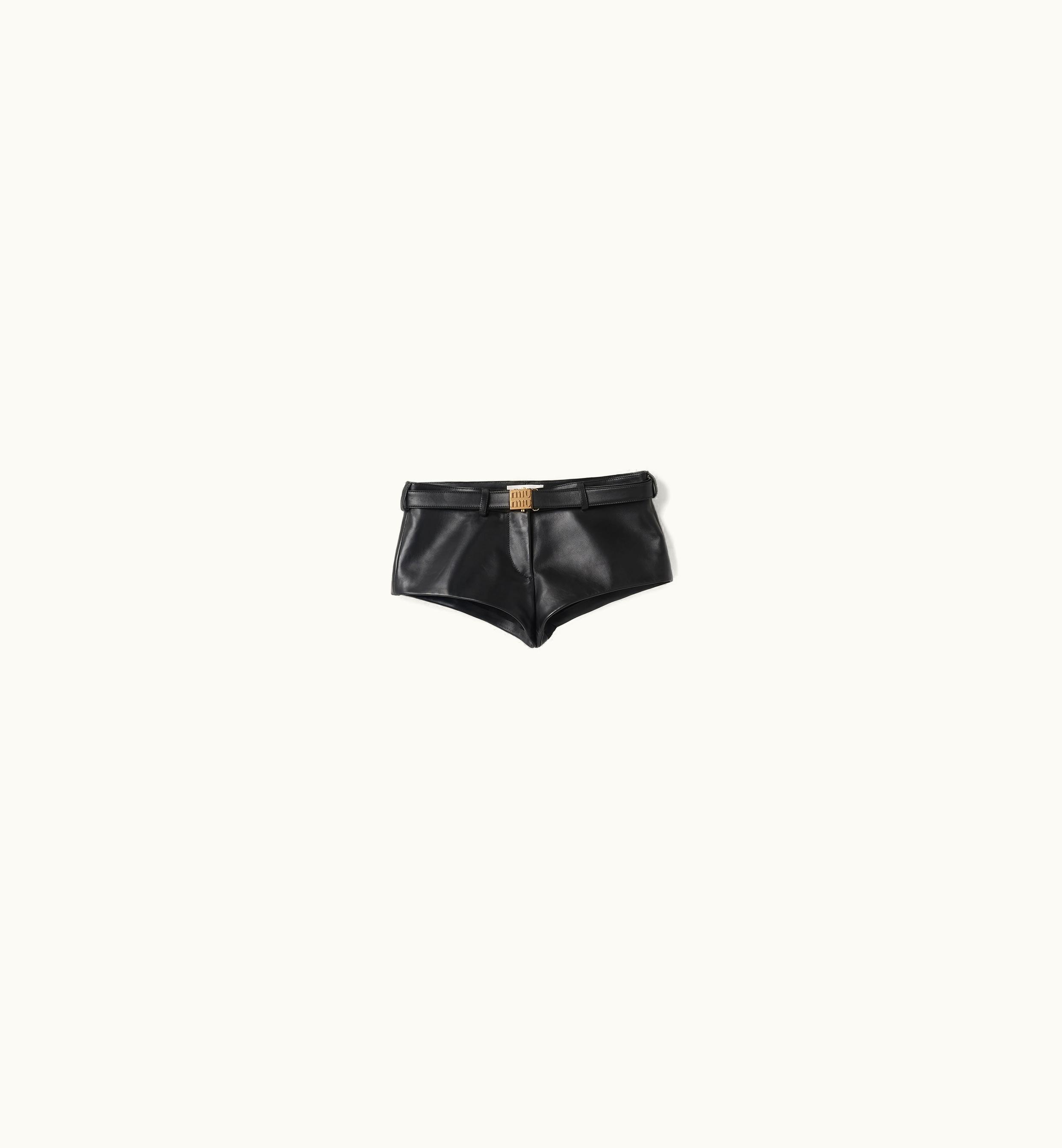 Miu Miu Miu Miu Nappa Leather Shorts Black