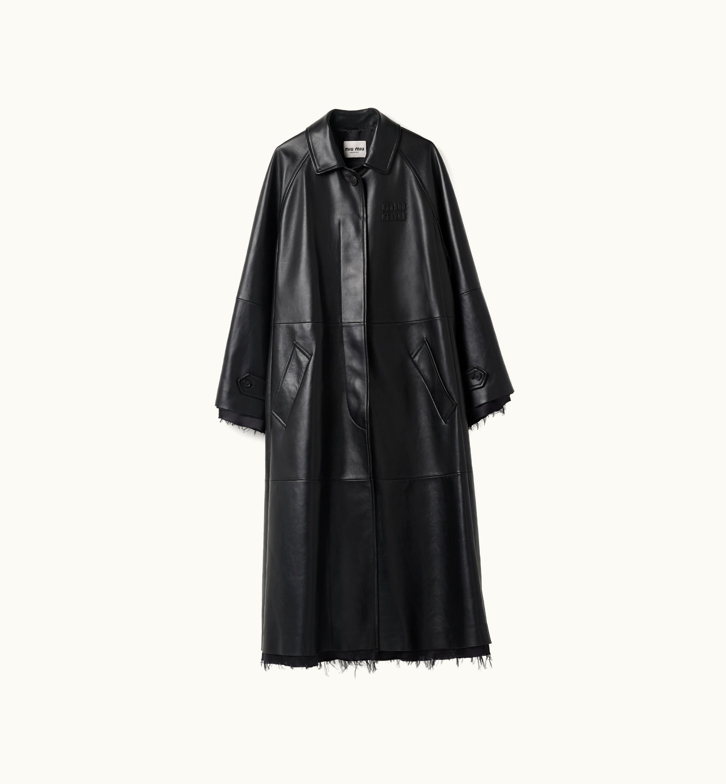 Miu Miu Miu Miu Nappa Leather Coat Black