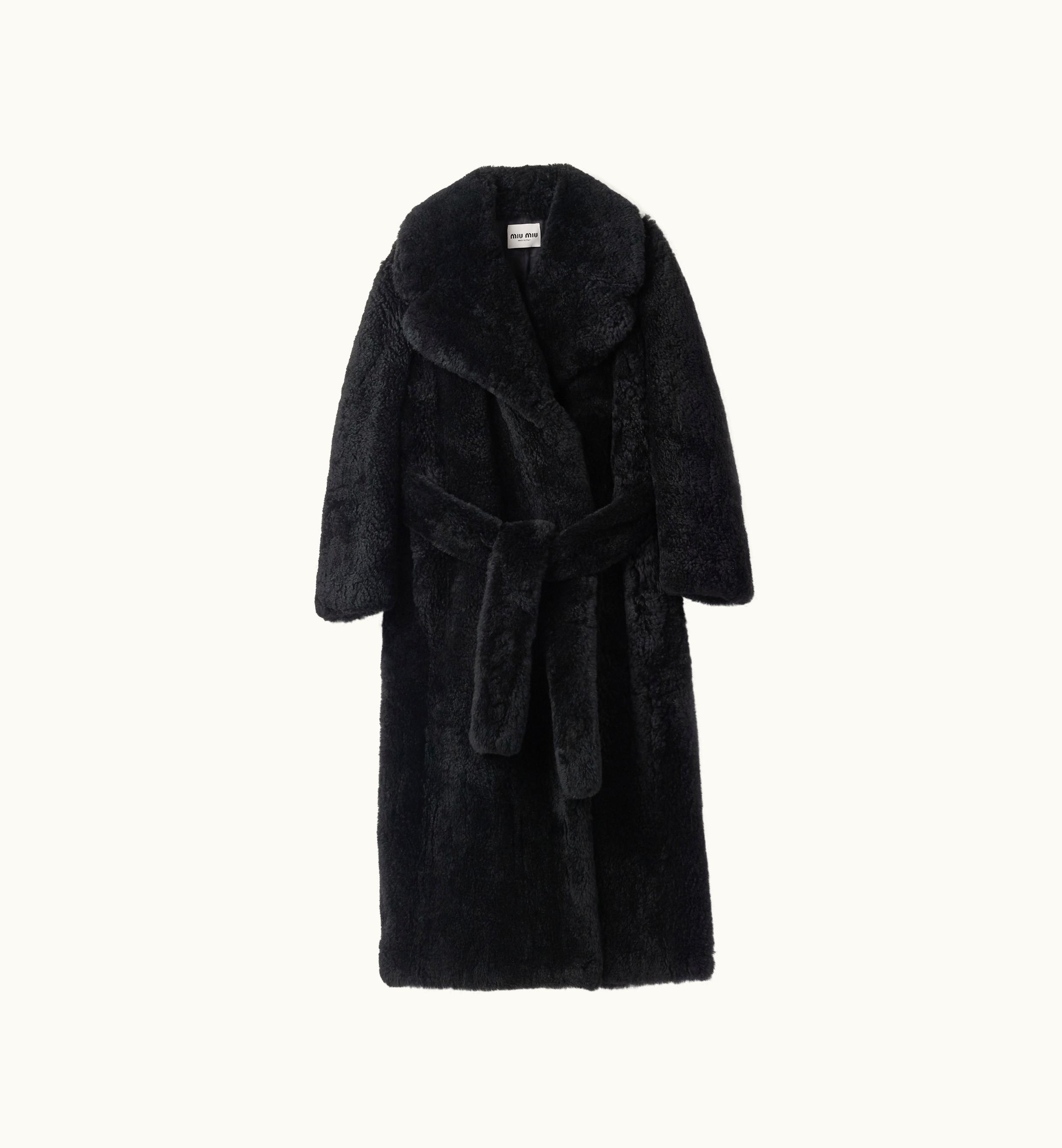 Miu Miu Miu Miu Shearling Coat Black