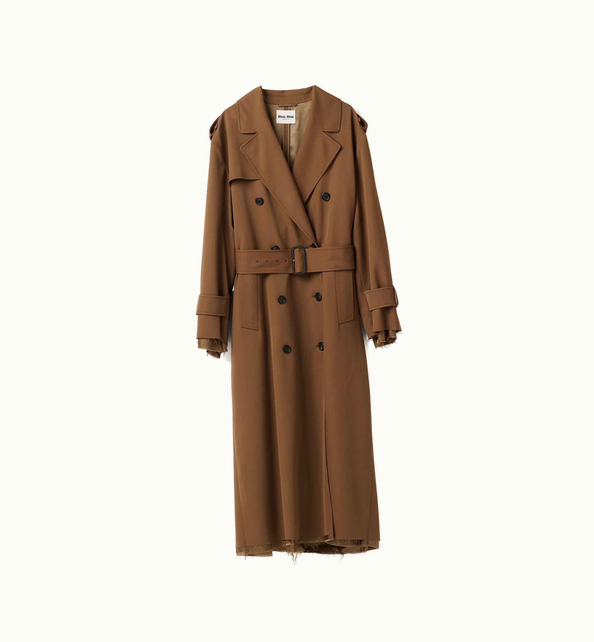Miu Miu Miu Miu Double-breasted Gabardine Coat Cork Beige