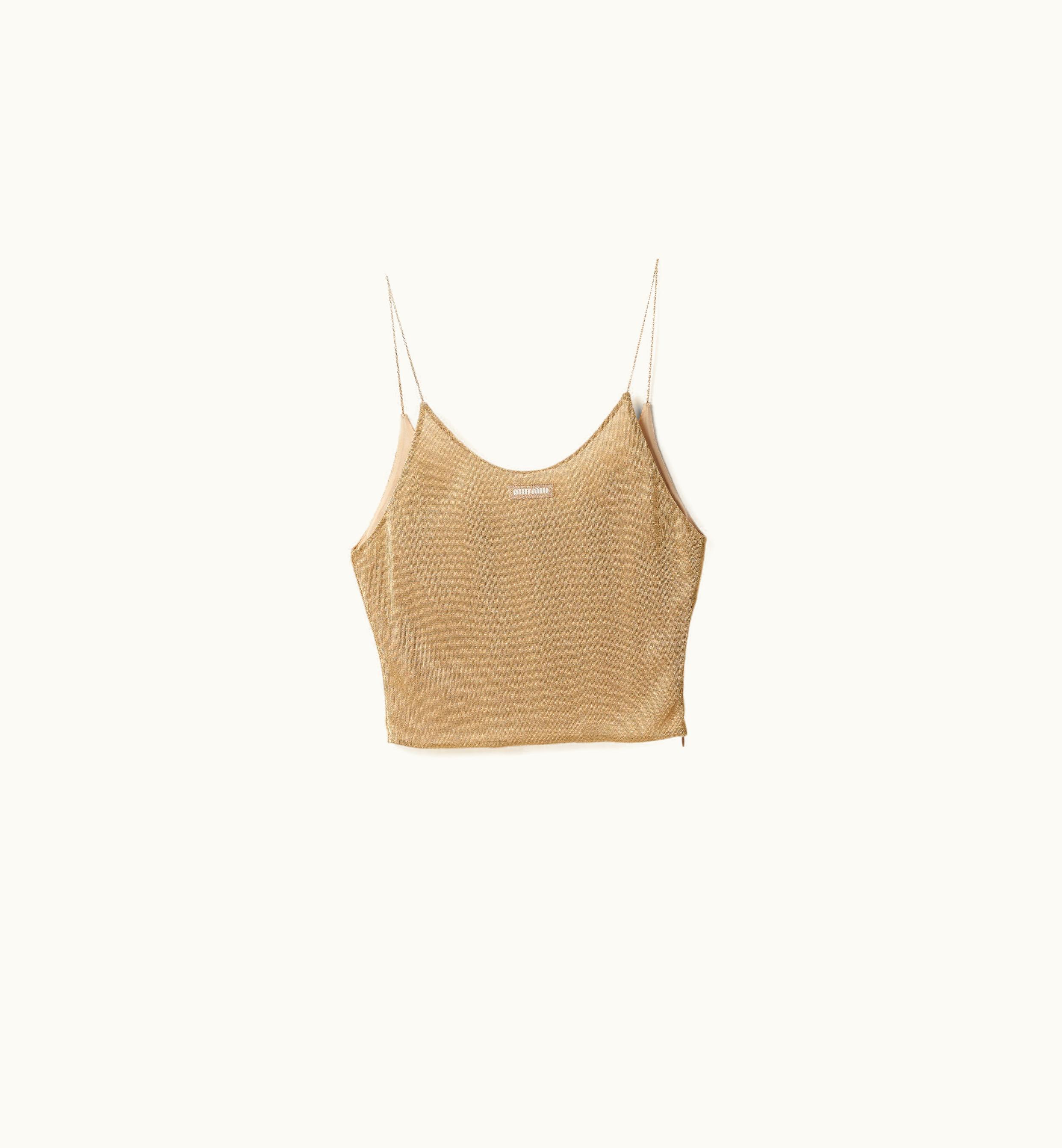 Miu Miu Miu Miu Mesh Top Gold