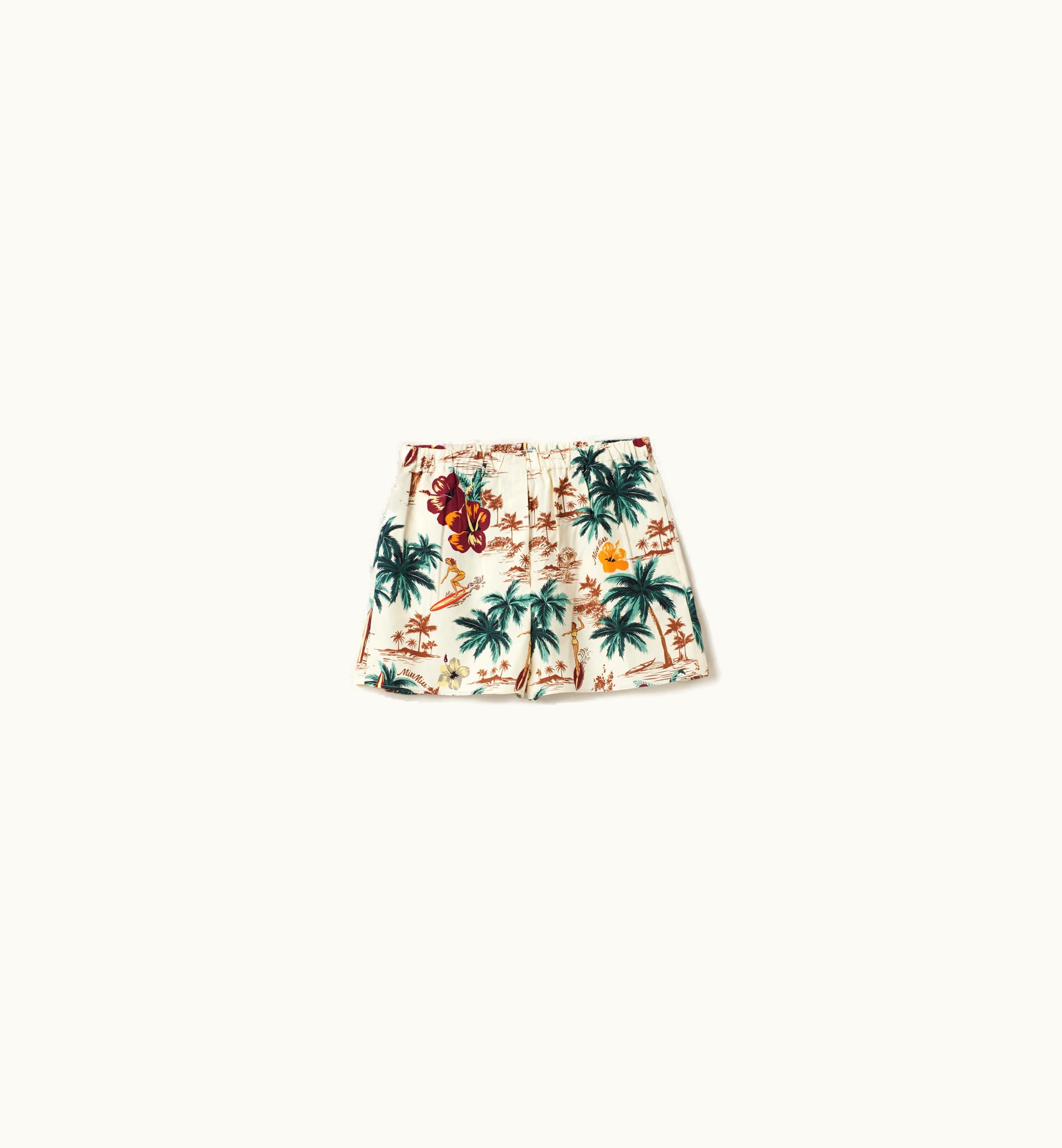 Miu Miu Miu Miu Printed Silk Boxers Ivory