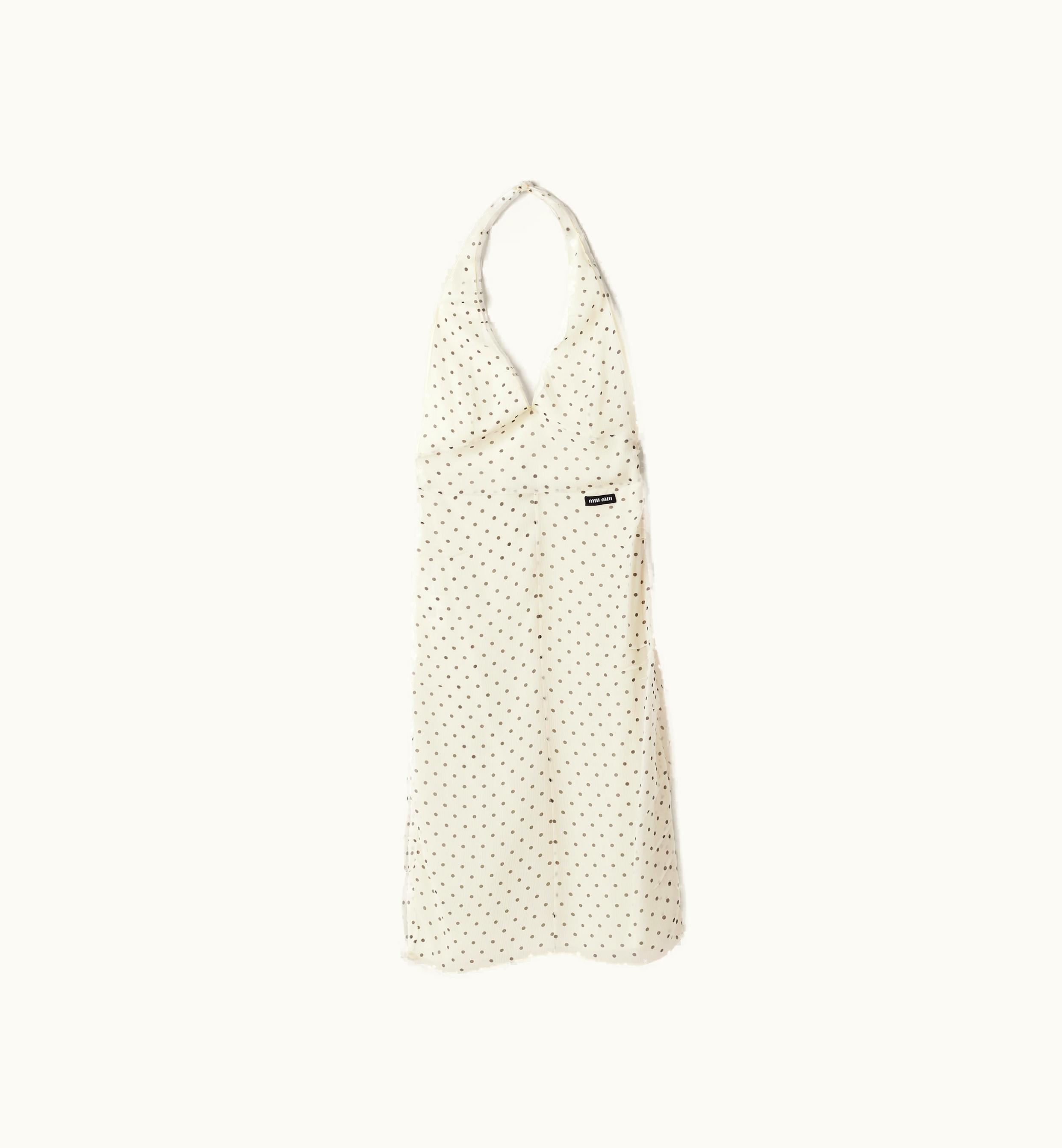 Miu Miu Miu Miu Polka-dot Chiffon Dress Ivory / Black