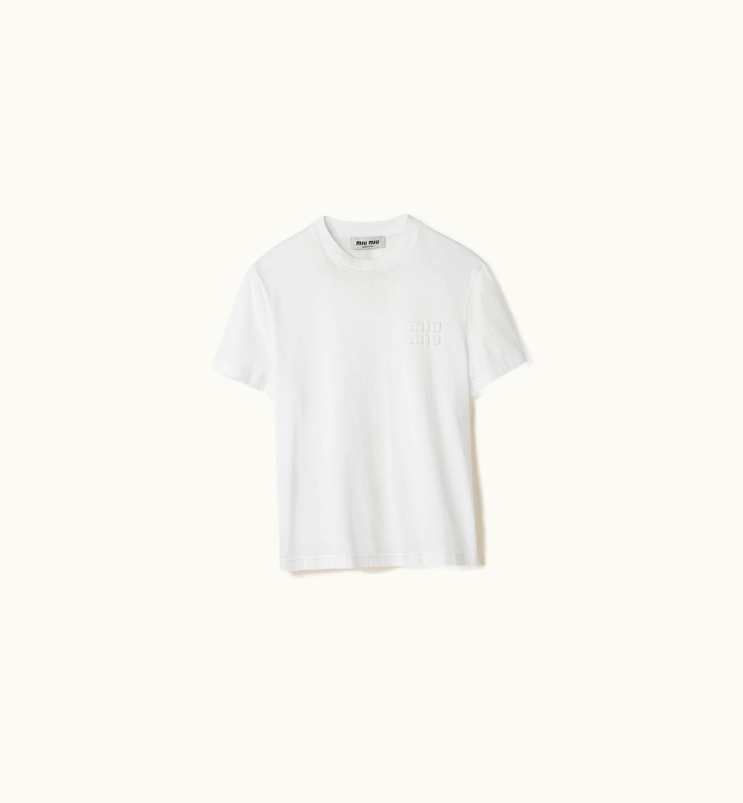 Miu Miu Miu Miu Embroidered Jersey T-shirt White