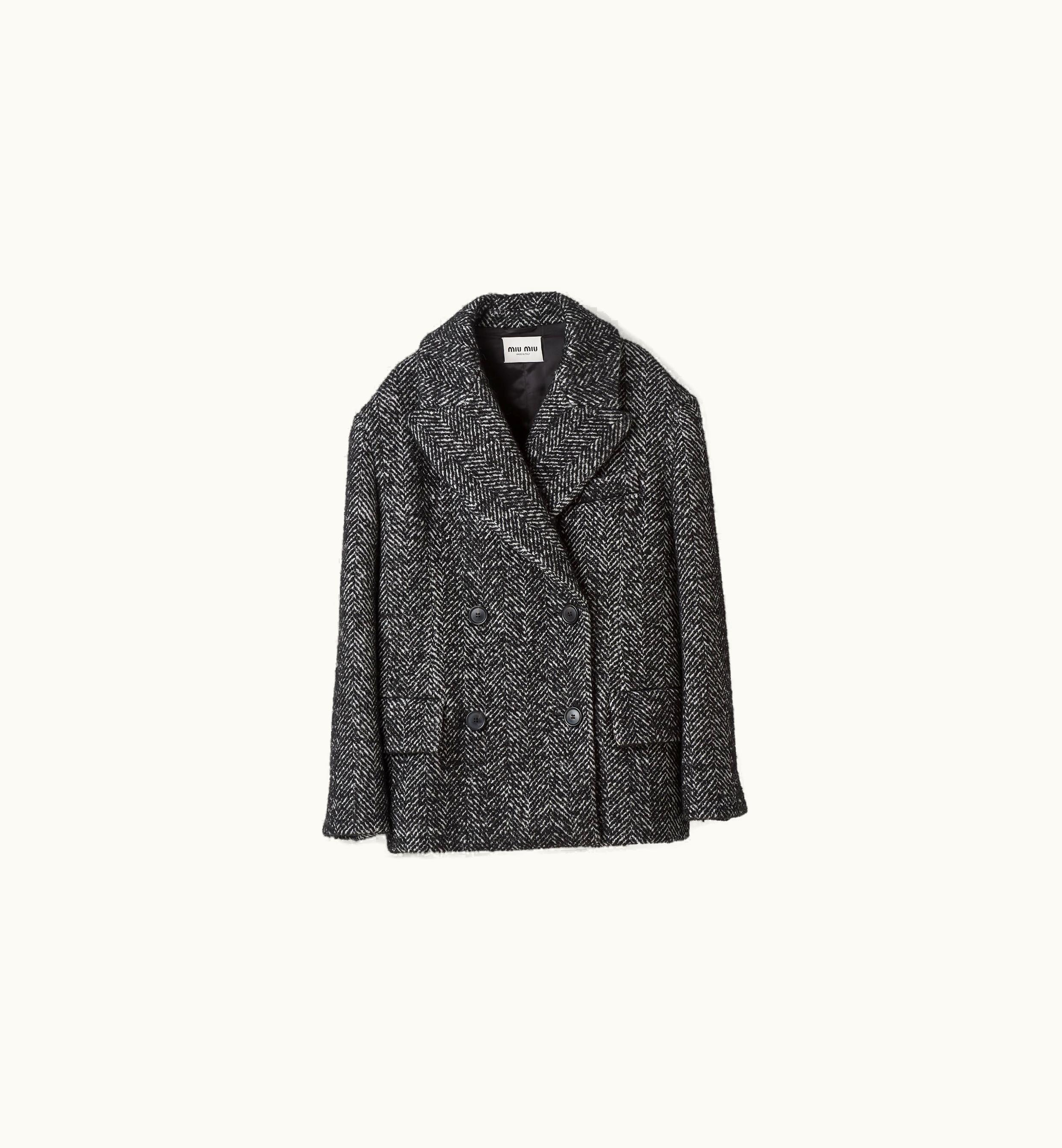 Miu Miu Miu Miu Double-breasted Chevron Jacket Black