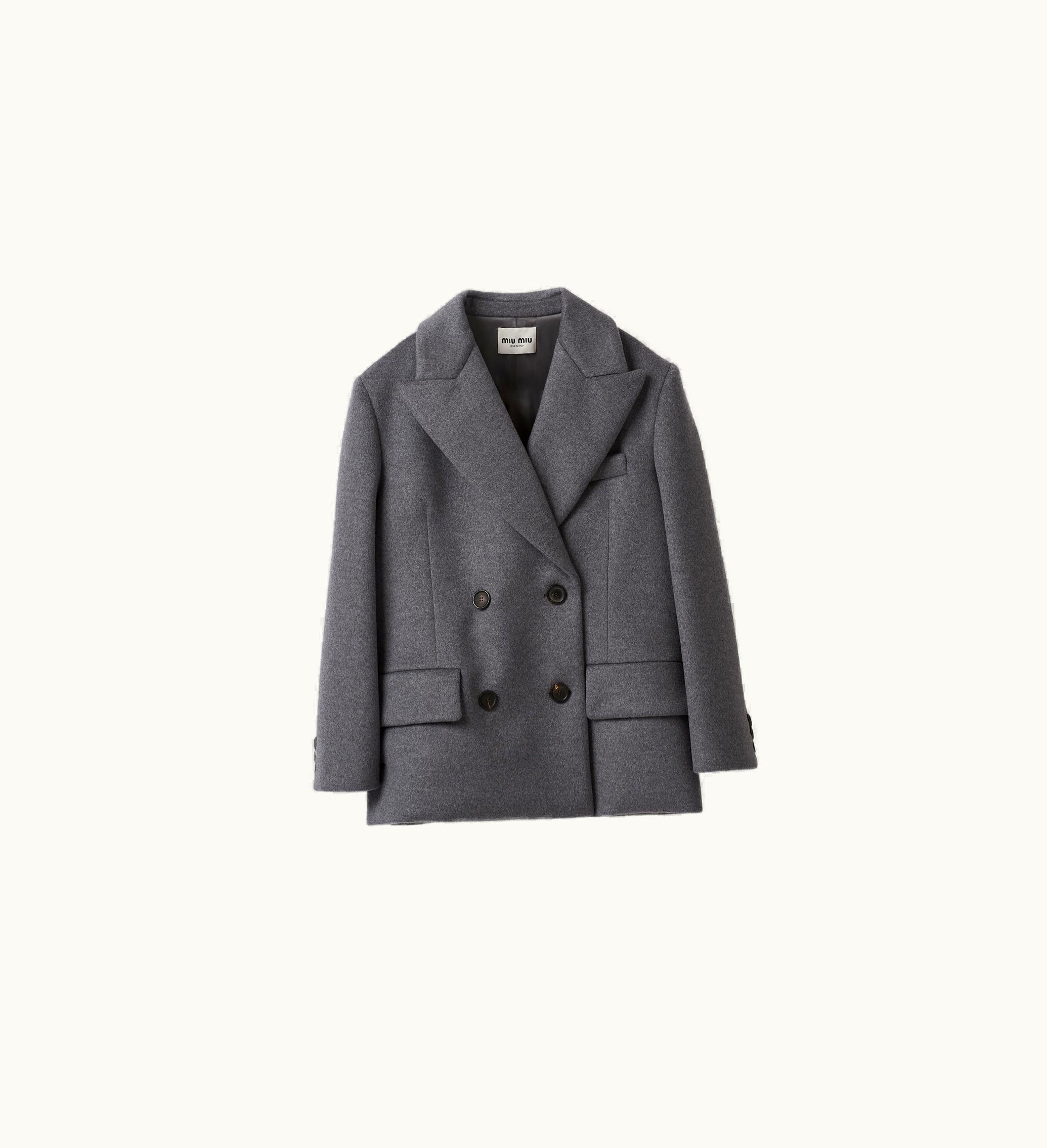 Miu Miu Miu Miu Double-breasted Velour Jacket Grey
