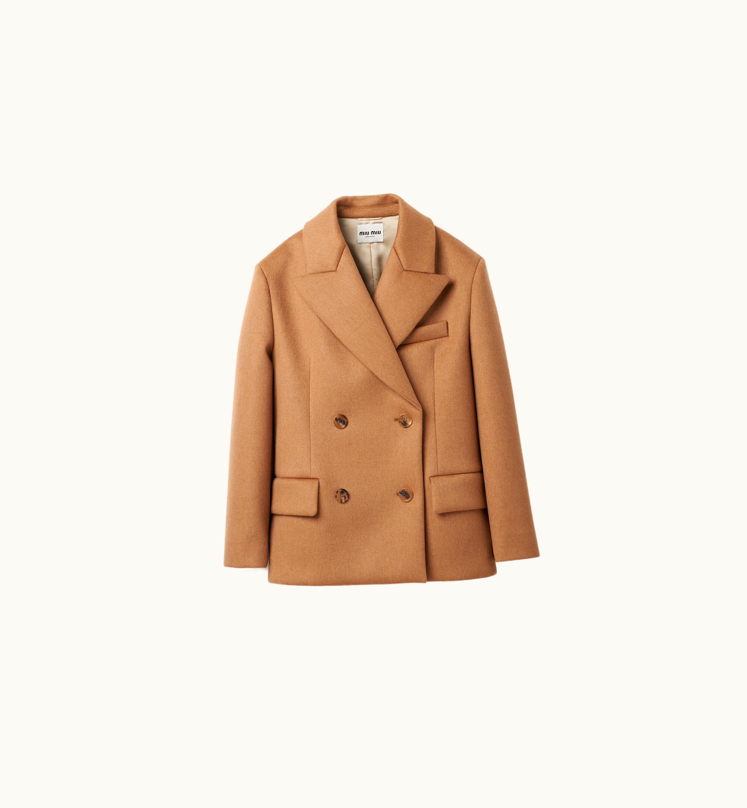 Miu Miu Miu Miu Double-breasted Camel Hair Jacket Camel Brown
