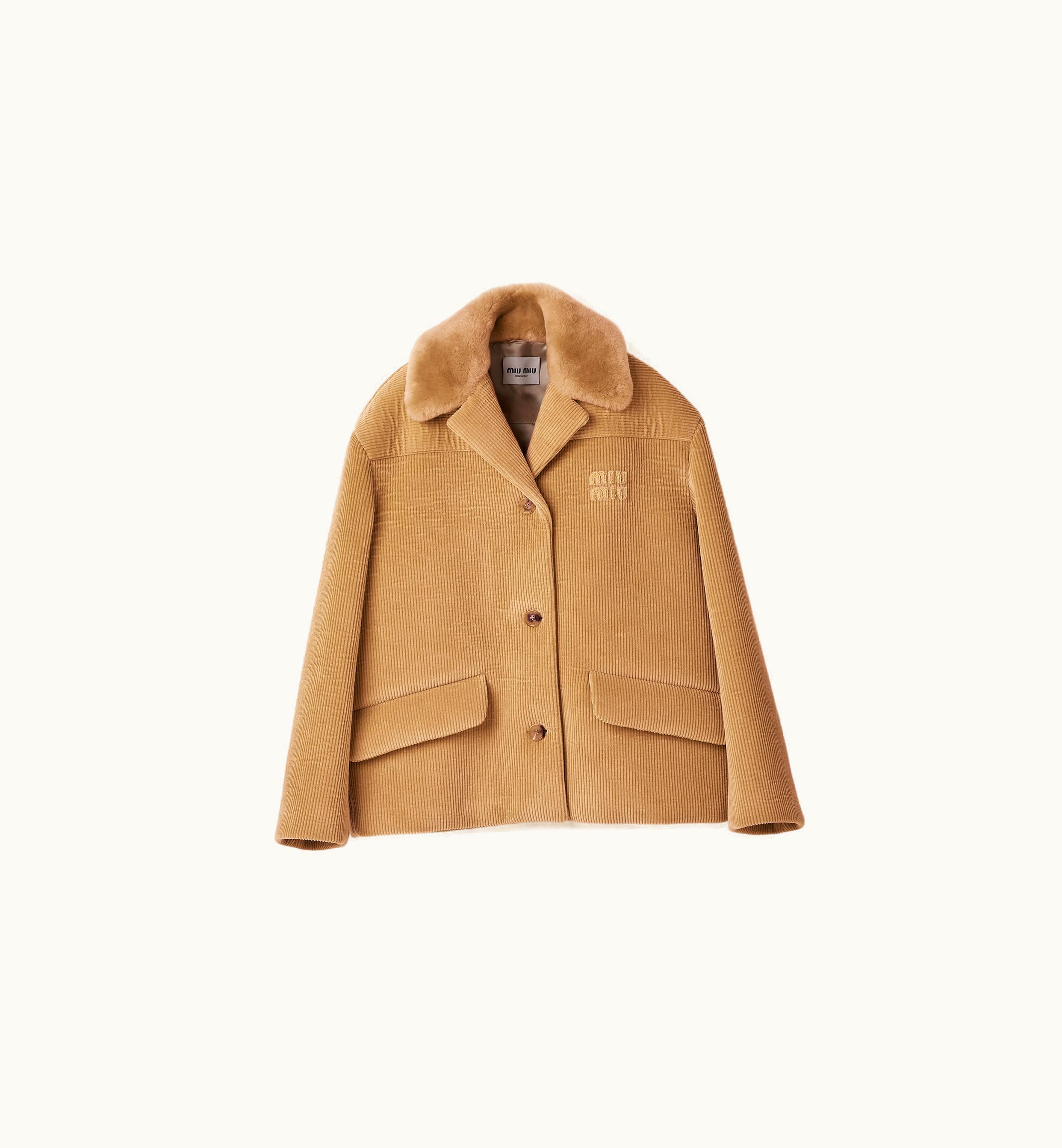 Miu Miu Miu Miu Volume Corduroy Blouson Jacket Camel Brown
