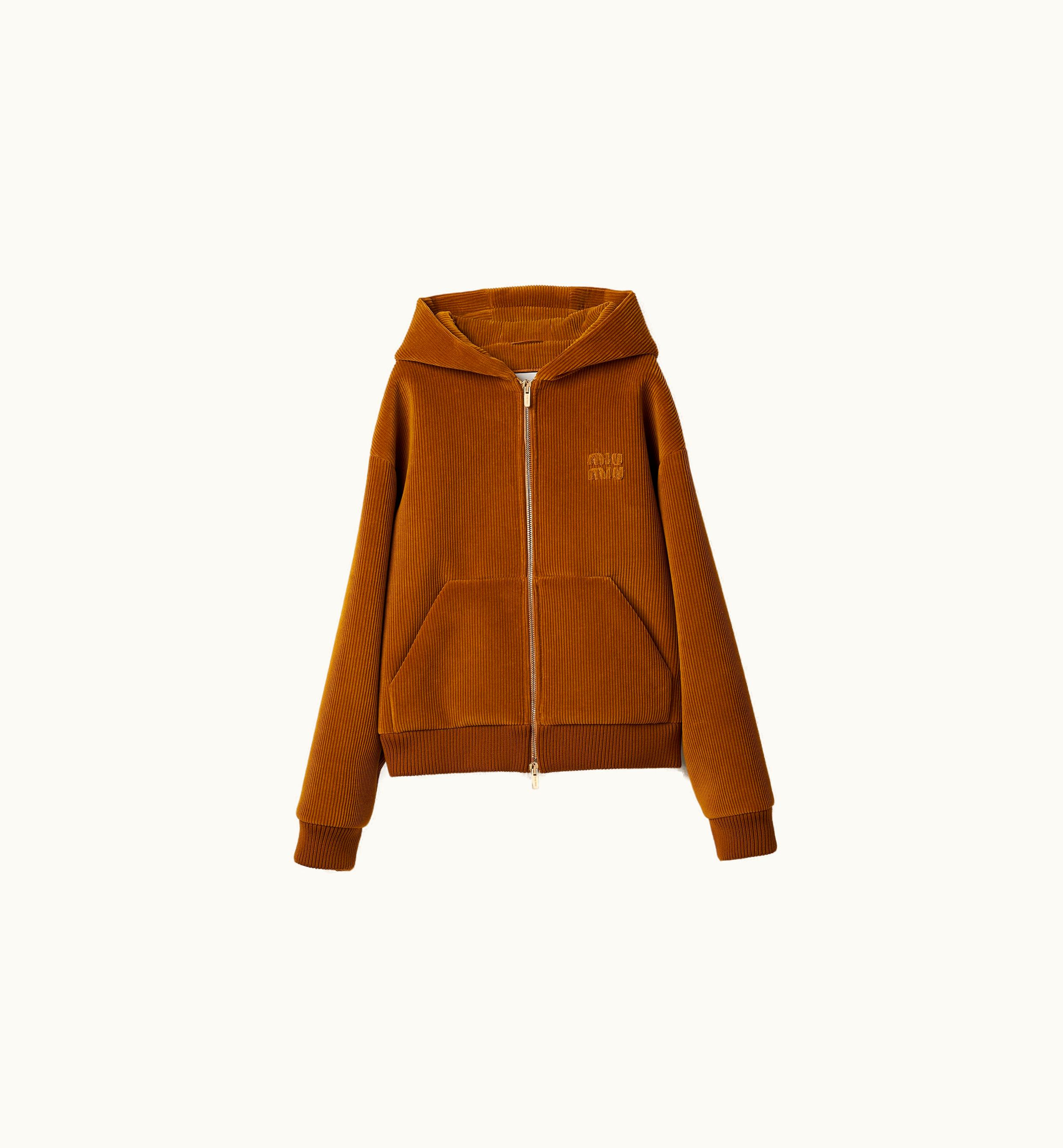 Miu Miu Miu Miu Corduroy Hoodie Jacket Ochre