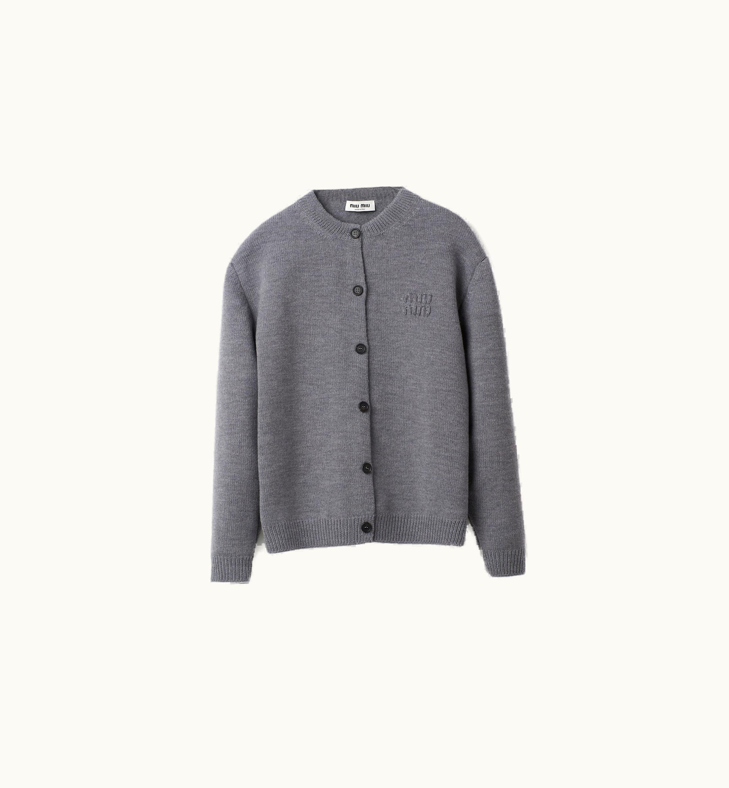 Miu Miu Miu Miu Wool And Nylon Knit Cardigan Grey