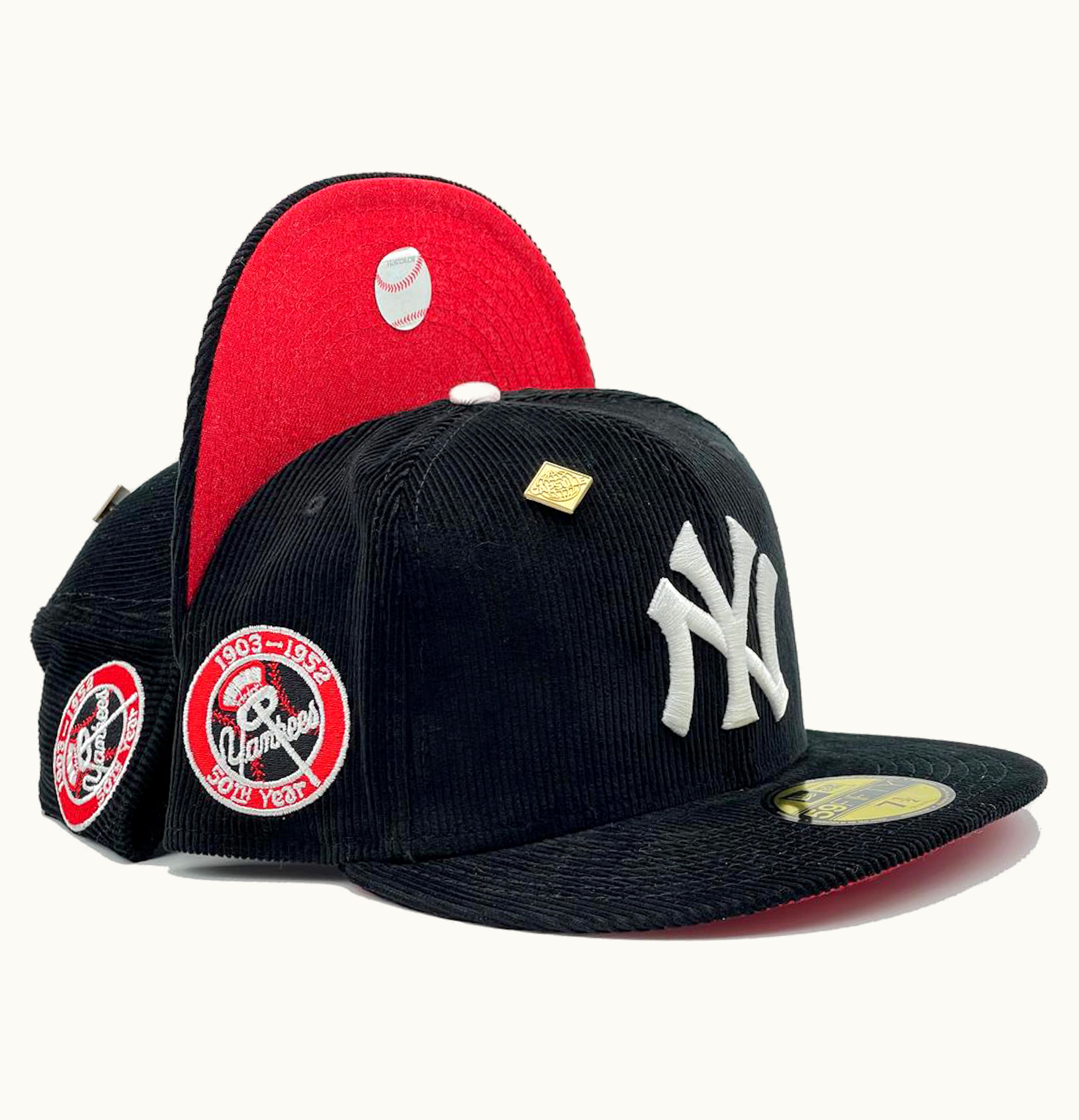 New Era New Era New York Yankees Corduroy Reloaded 50th Year Fitted Hat Black Red