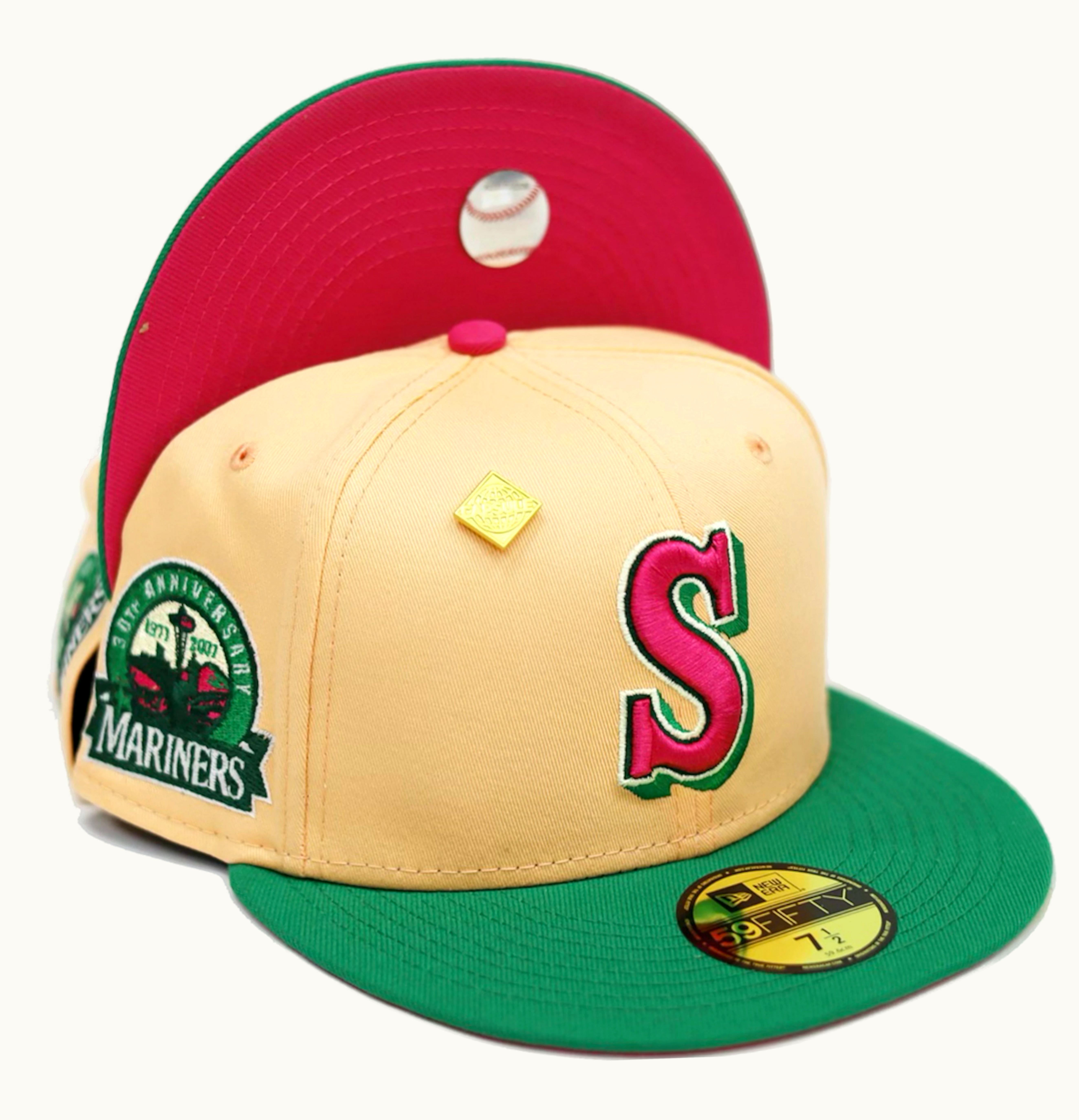 New Era New Era Seattle Mariners 30th Anniversary Patch Capsule Hats 59Fifty Fitted Hat Peach Red