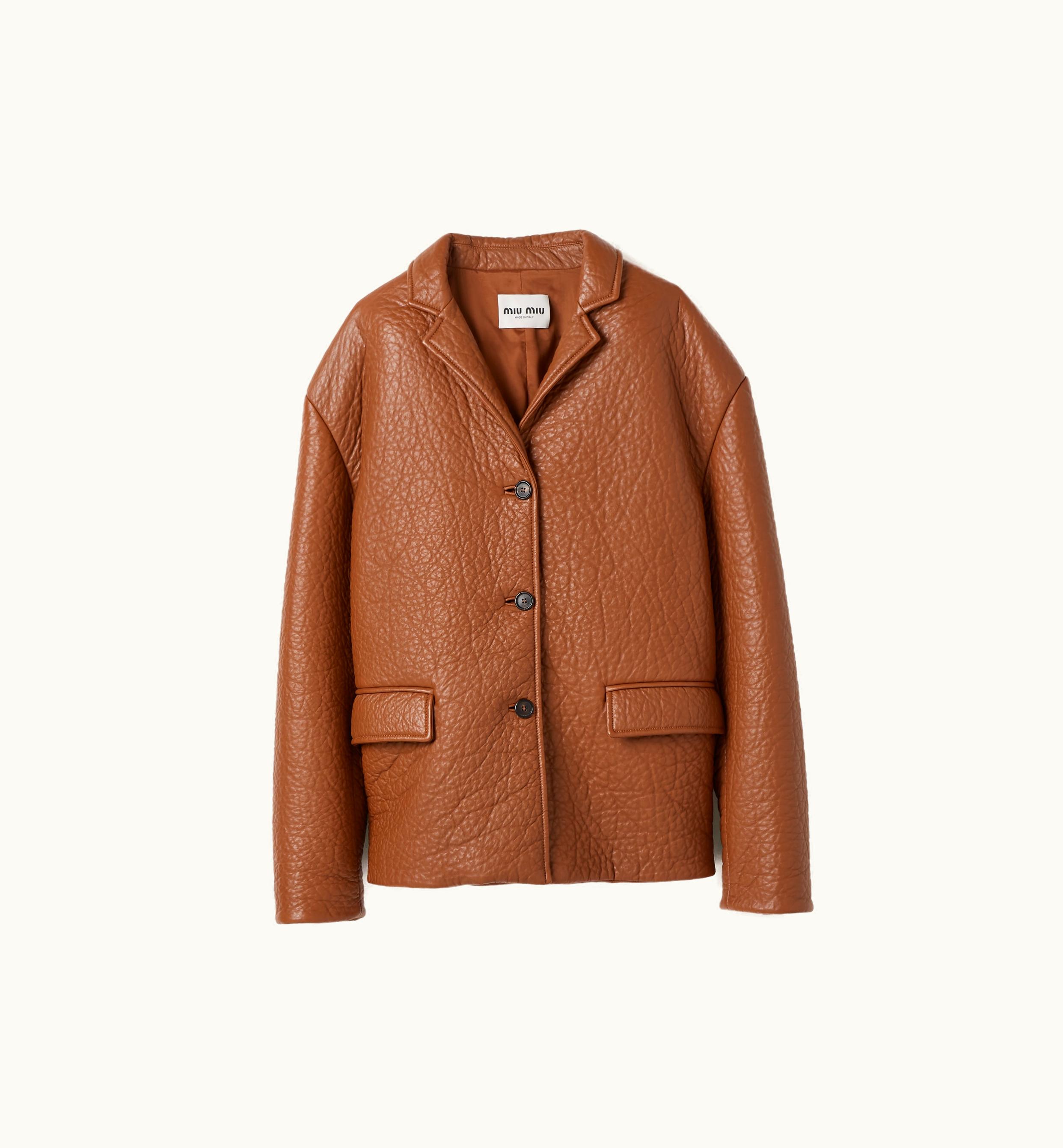 Miu Miu Miu Miu Vintage Bonded Leather Jacket Cognac