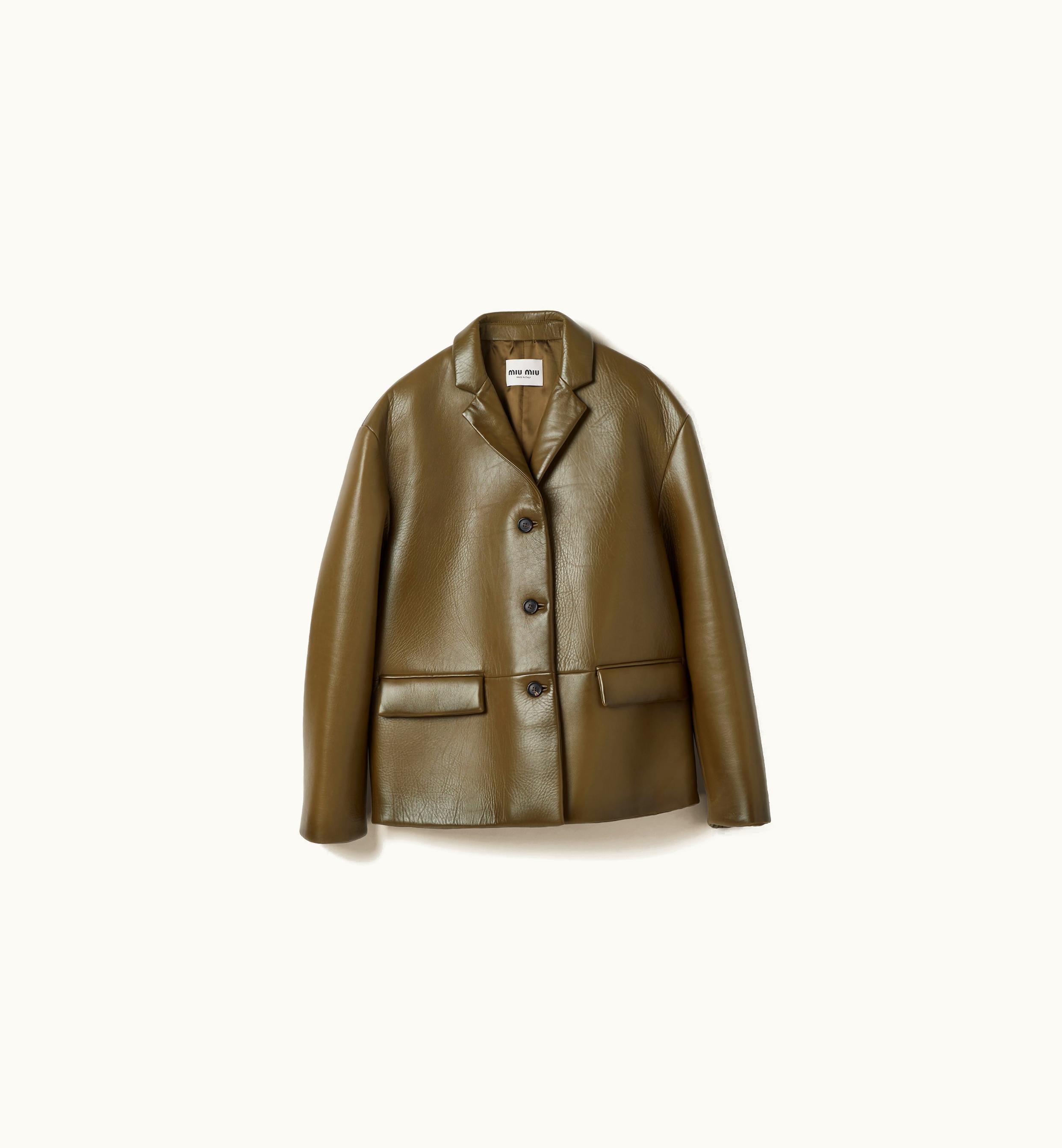 Miu Miu Miu Miu Leather Jacket Military Green