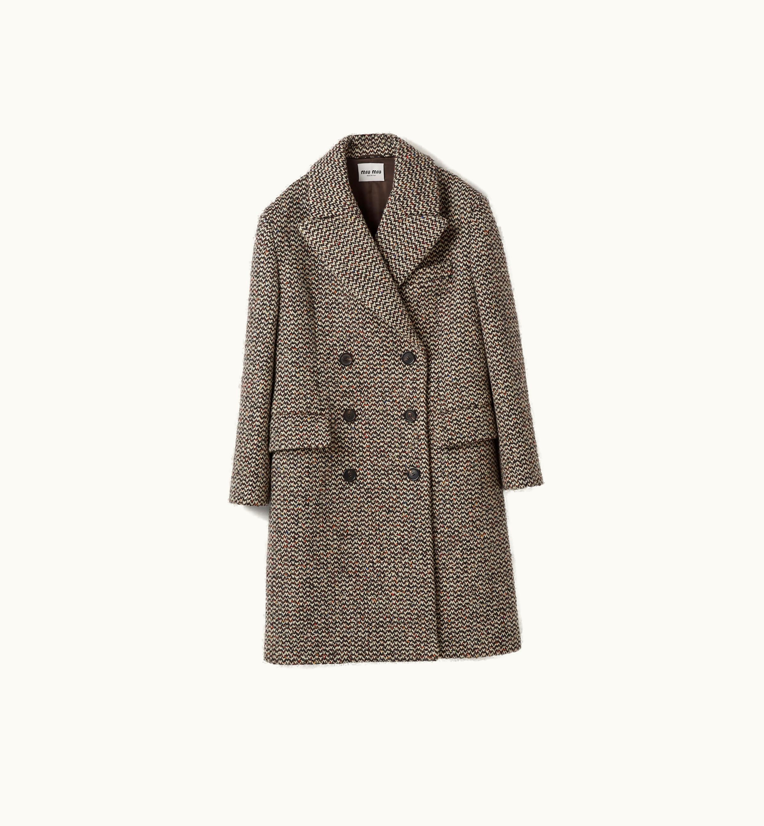 Miu Miu Miu Miu Double-breasted Bouclé Coat Cocoa Brown