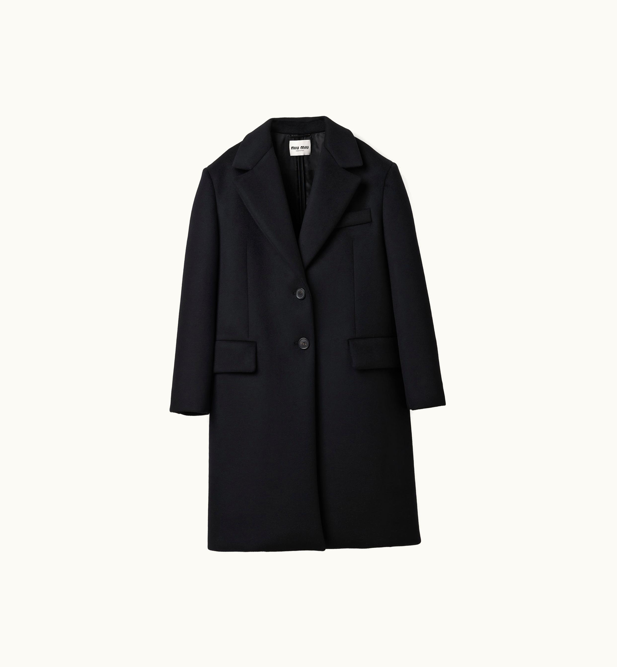 Miu Miu Miu Miu Oversized Velour Coat Single-Breasted Black