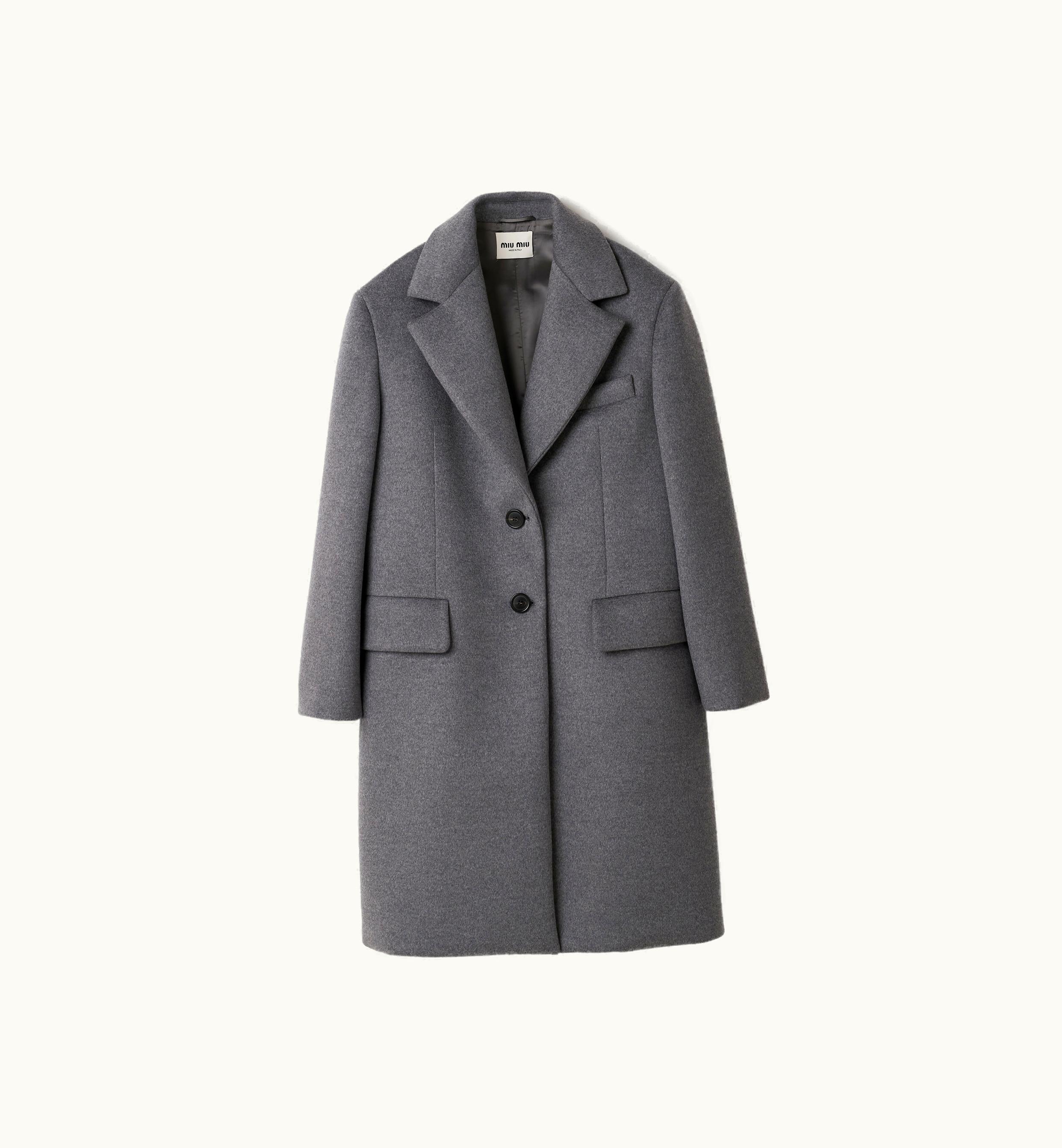 Miu Miu Miu Miu Single-breasted Velour Coat Grey