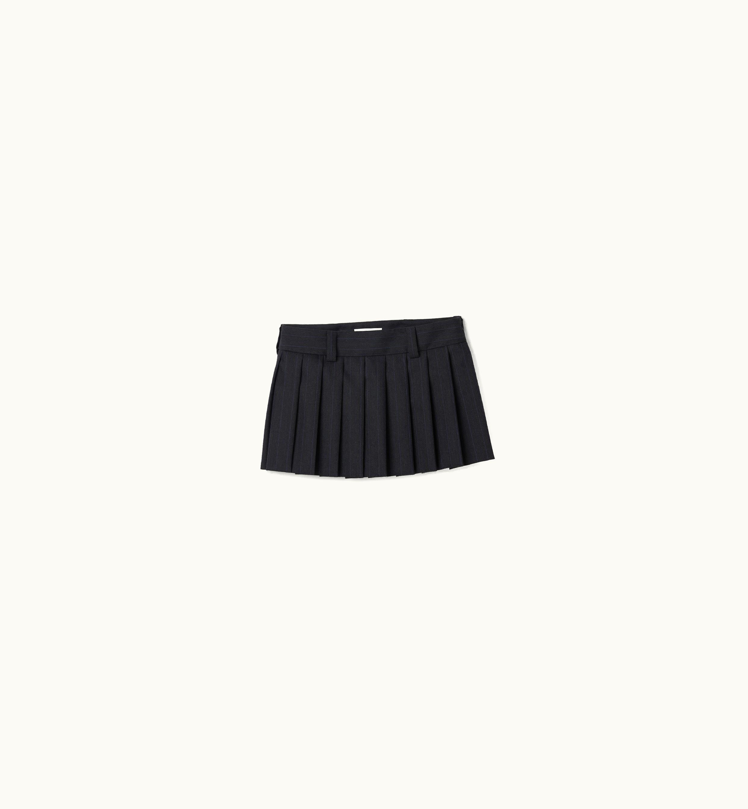 Miu Miu Miu Miu Pleated Pinstripe Skirt Black