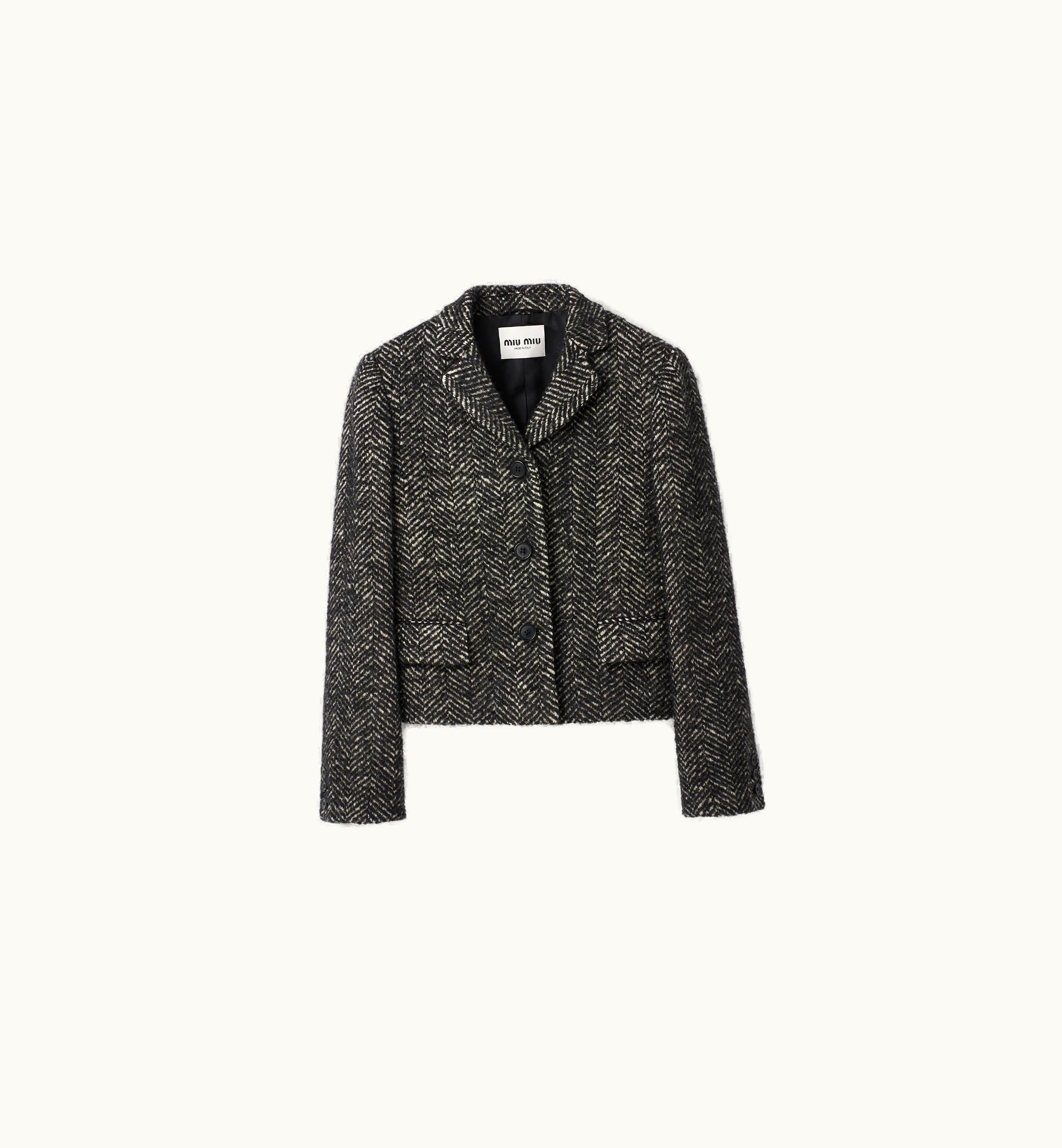 Miu Miu Miu Miu Single-breasted Chevron Jacket Black