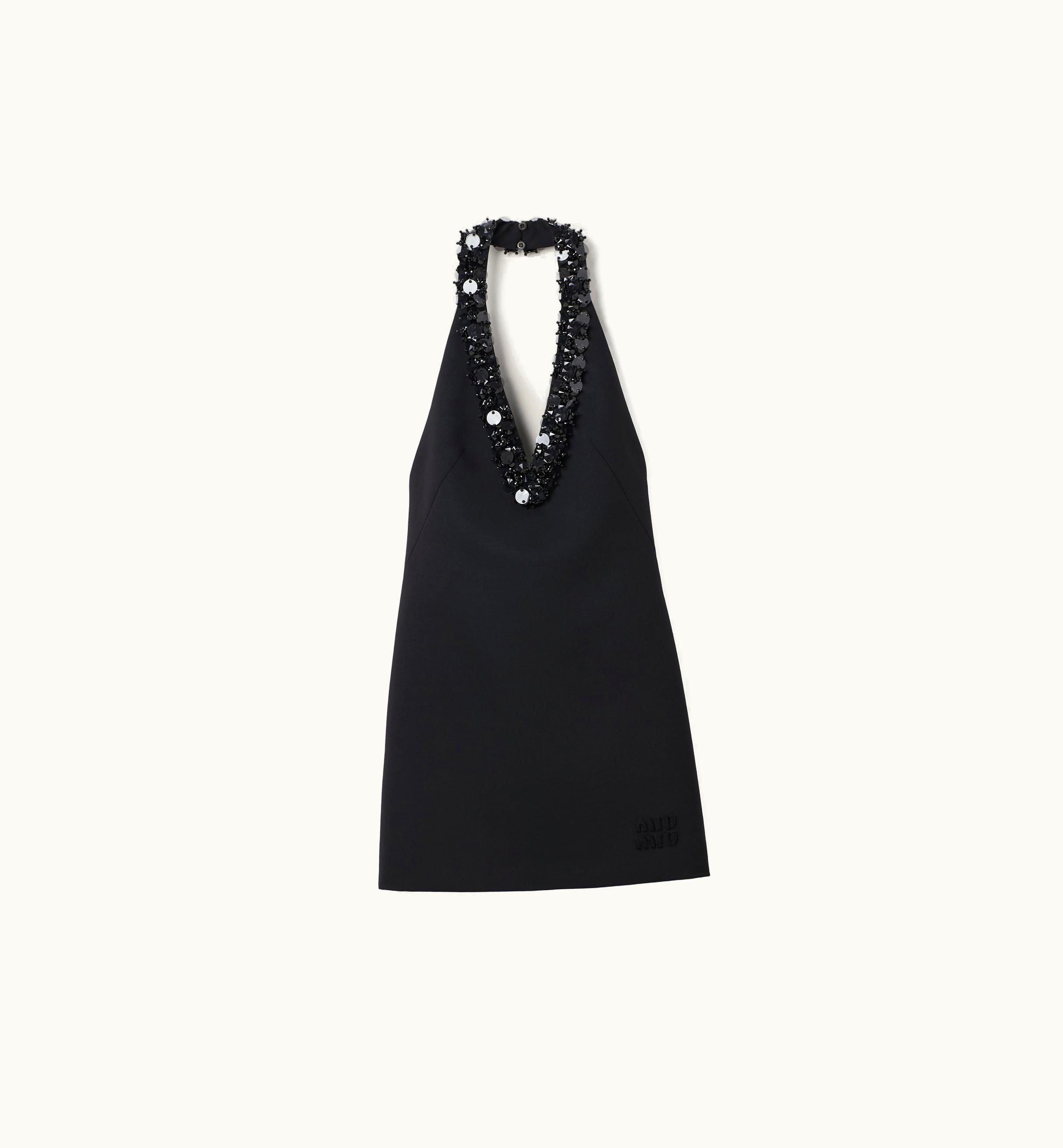 Miu Miu Miu Miu Embroidered Grain De Poudre mini-dress Black