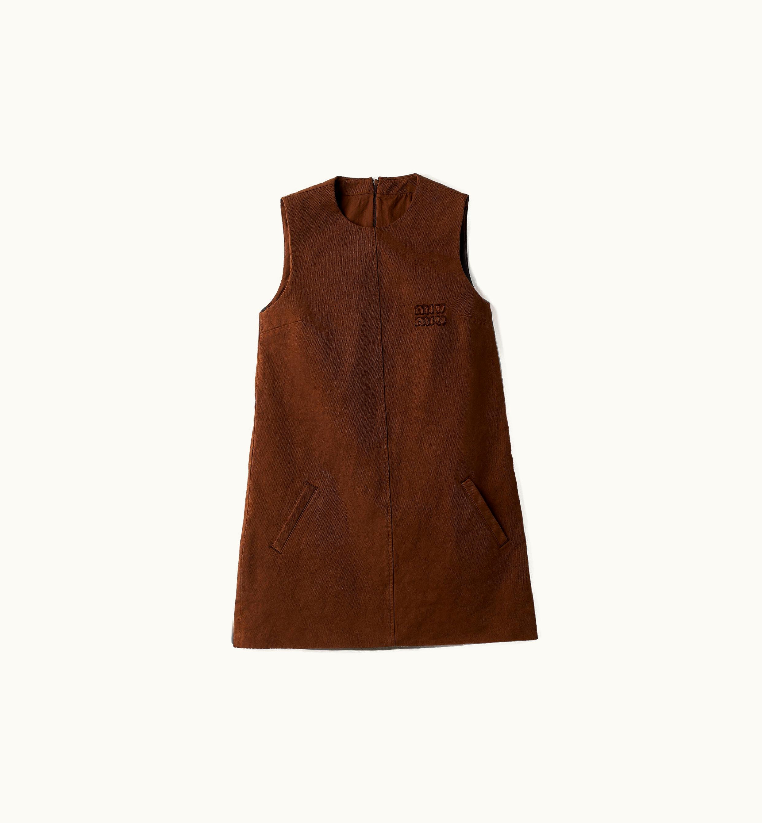 Miu Miu Miu Miu Garment-dyed Gabardine mini-dress Cocoa Brown
