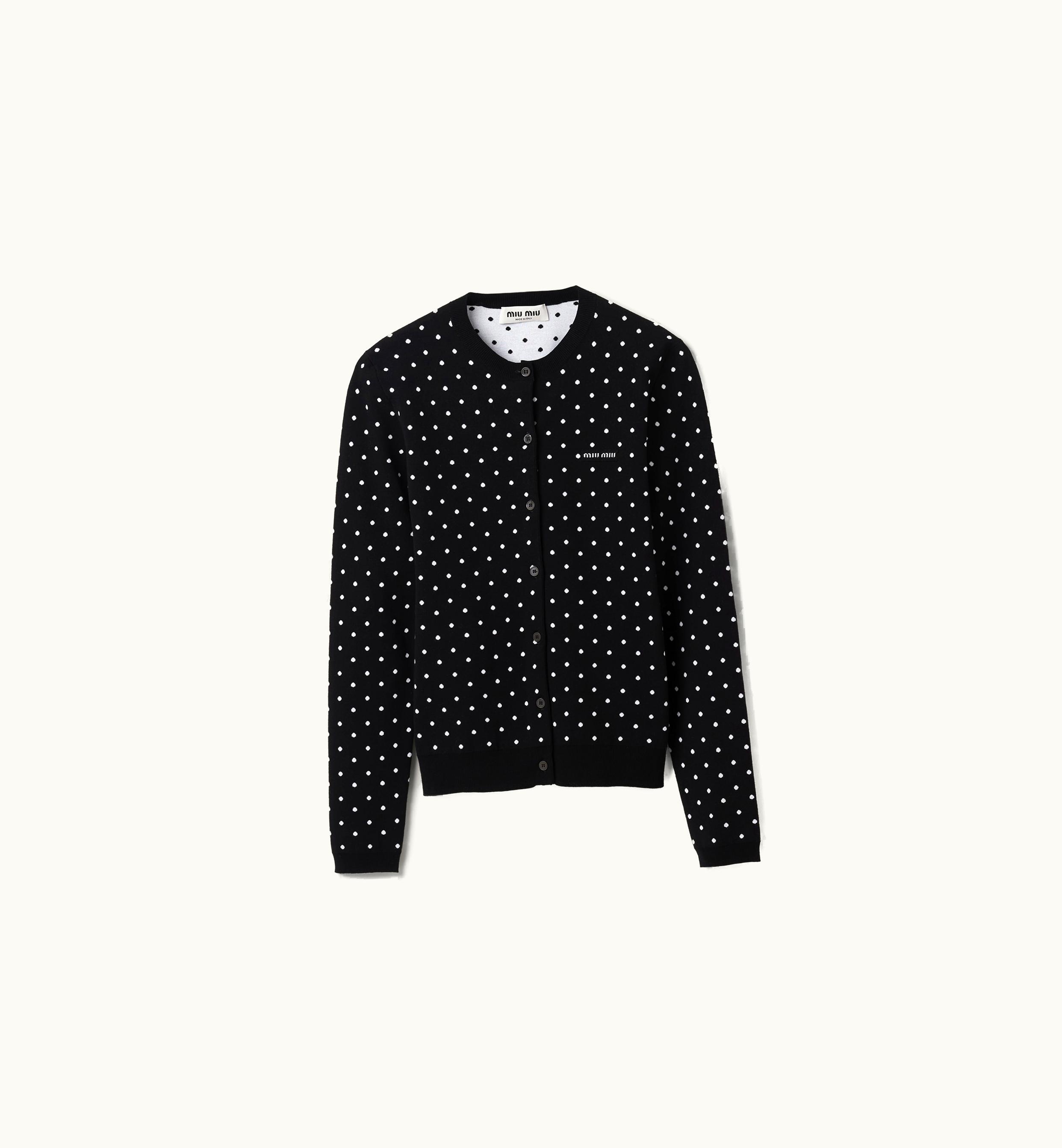 Miu Miu Miu Miu Polka-dot Viscose Cardigan Black / White