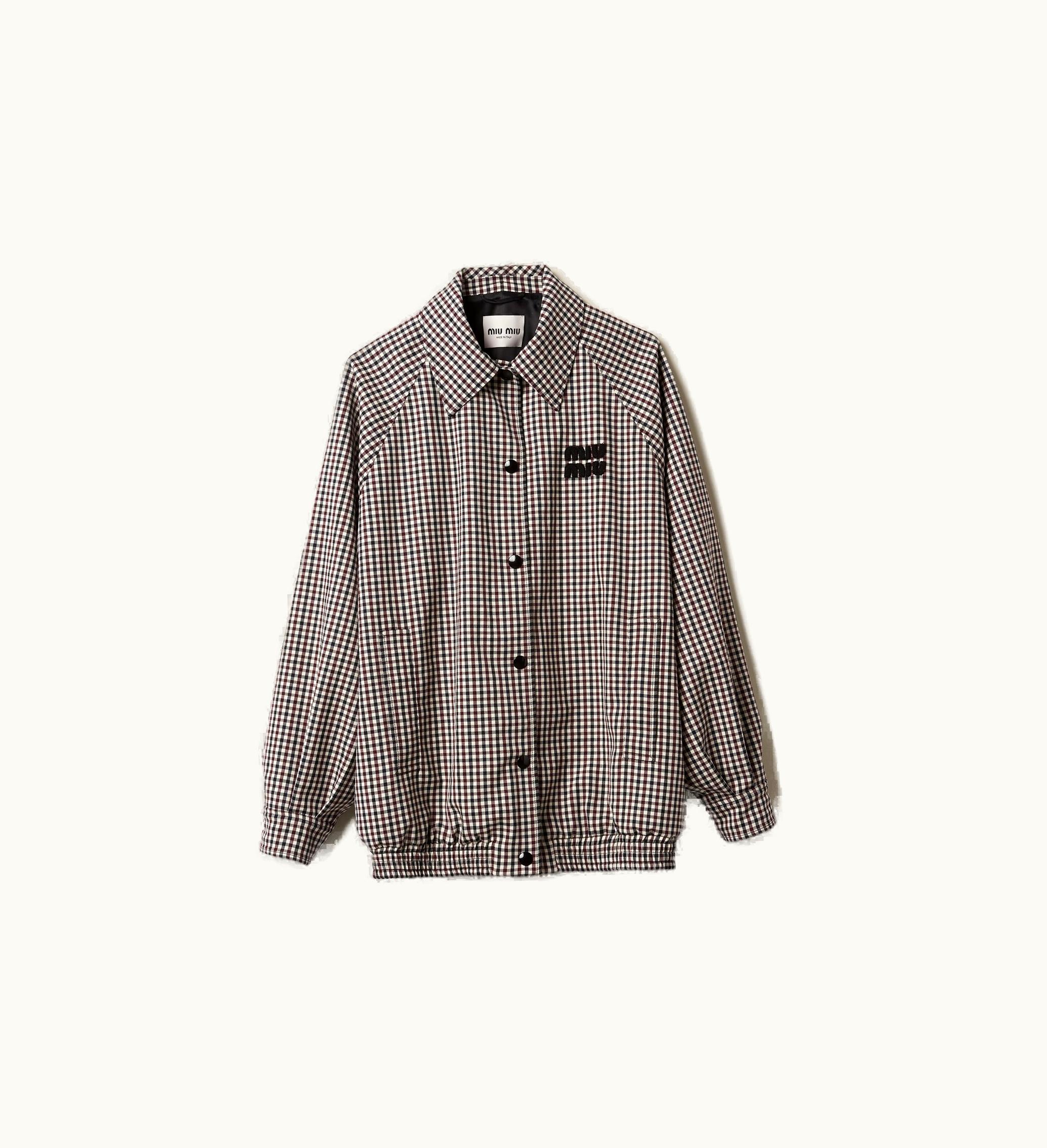 Miu Miu Miu Miu Gingham Check Blouson Jacket Burgundy