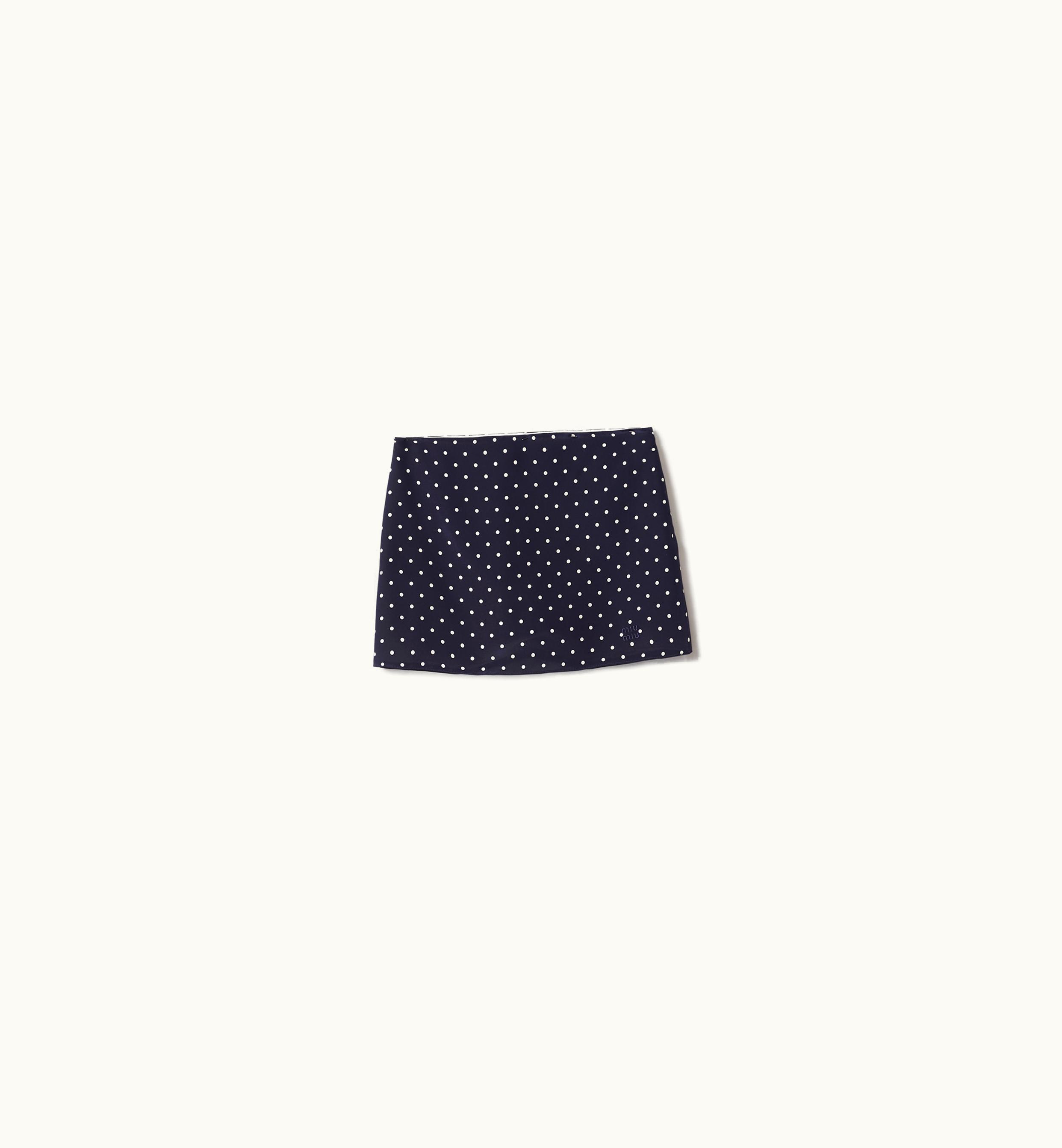 Miu Miu Miu Miu Polka-dot Crepe De Chine Miniskirt Blue / Ivory