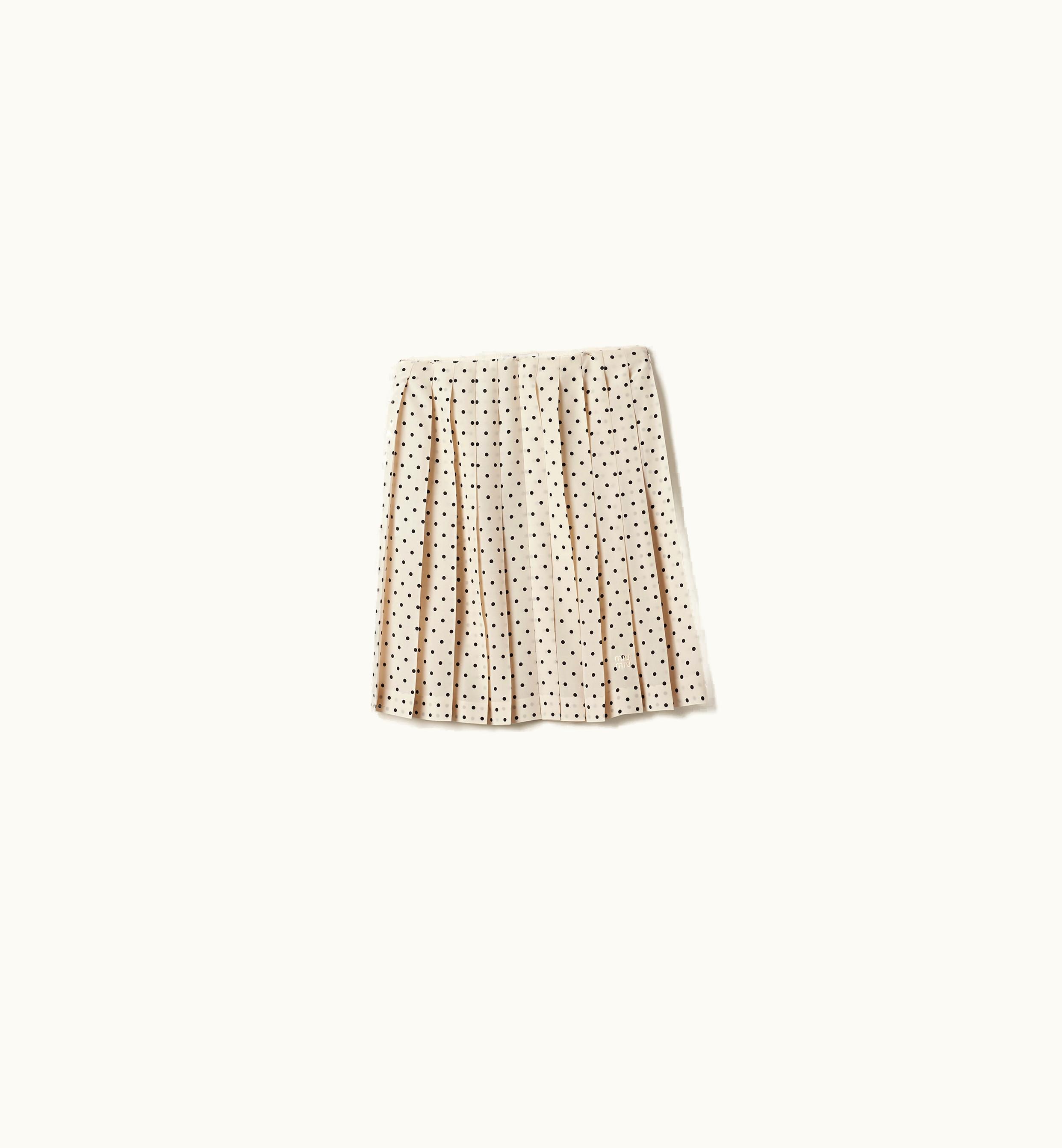 Miu Miu Miu Miu Polka-dot Crepe De Chine Skirt Ivory / Black