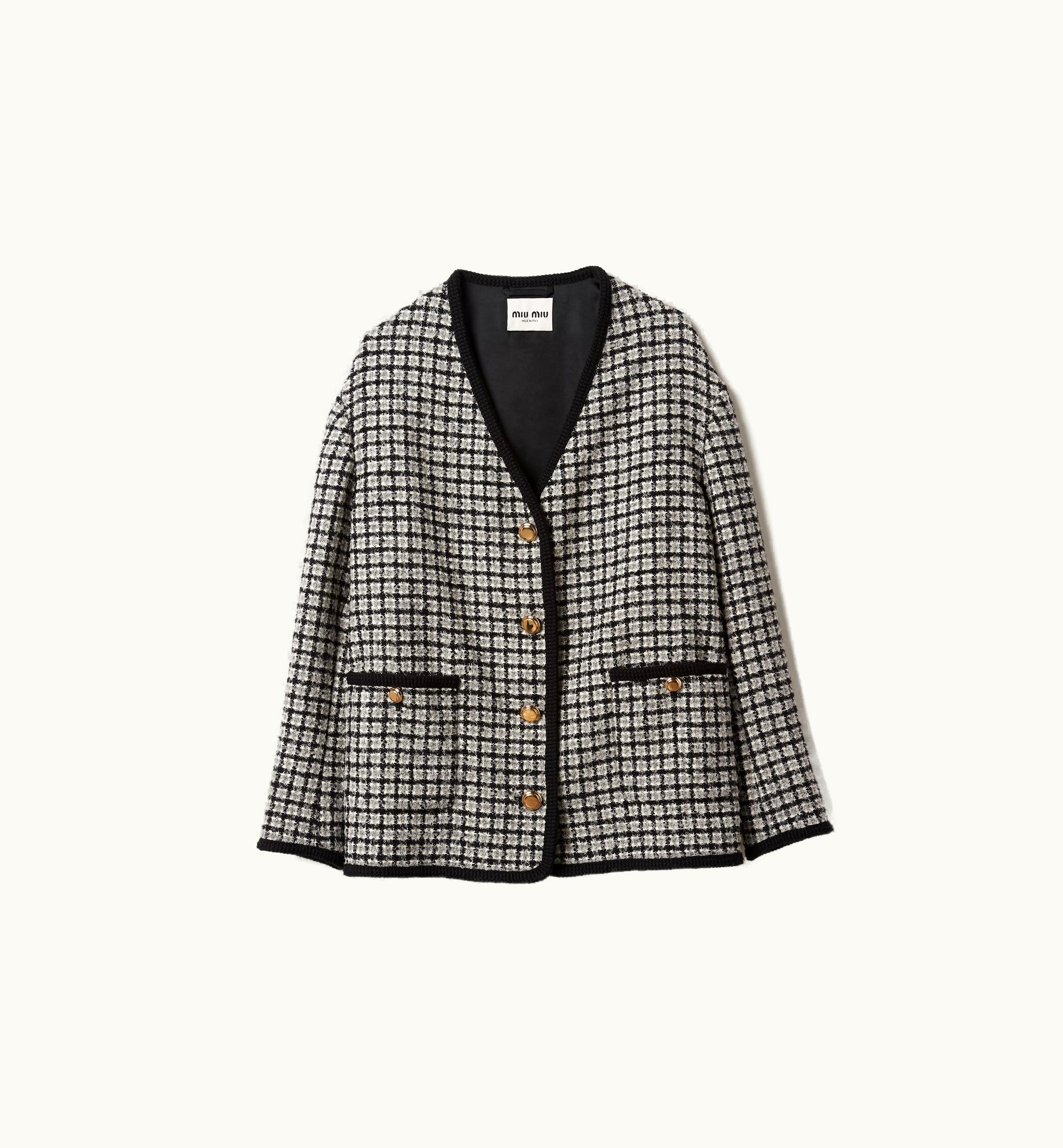 Miu Miu Miu Miu Single-breasted Boucle Jacket White / Black