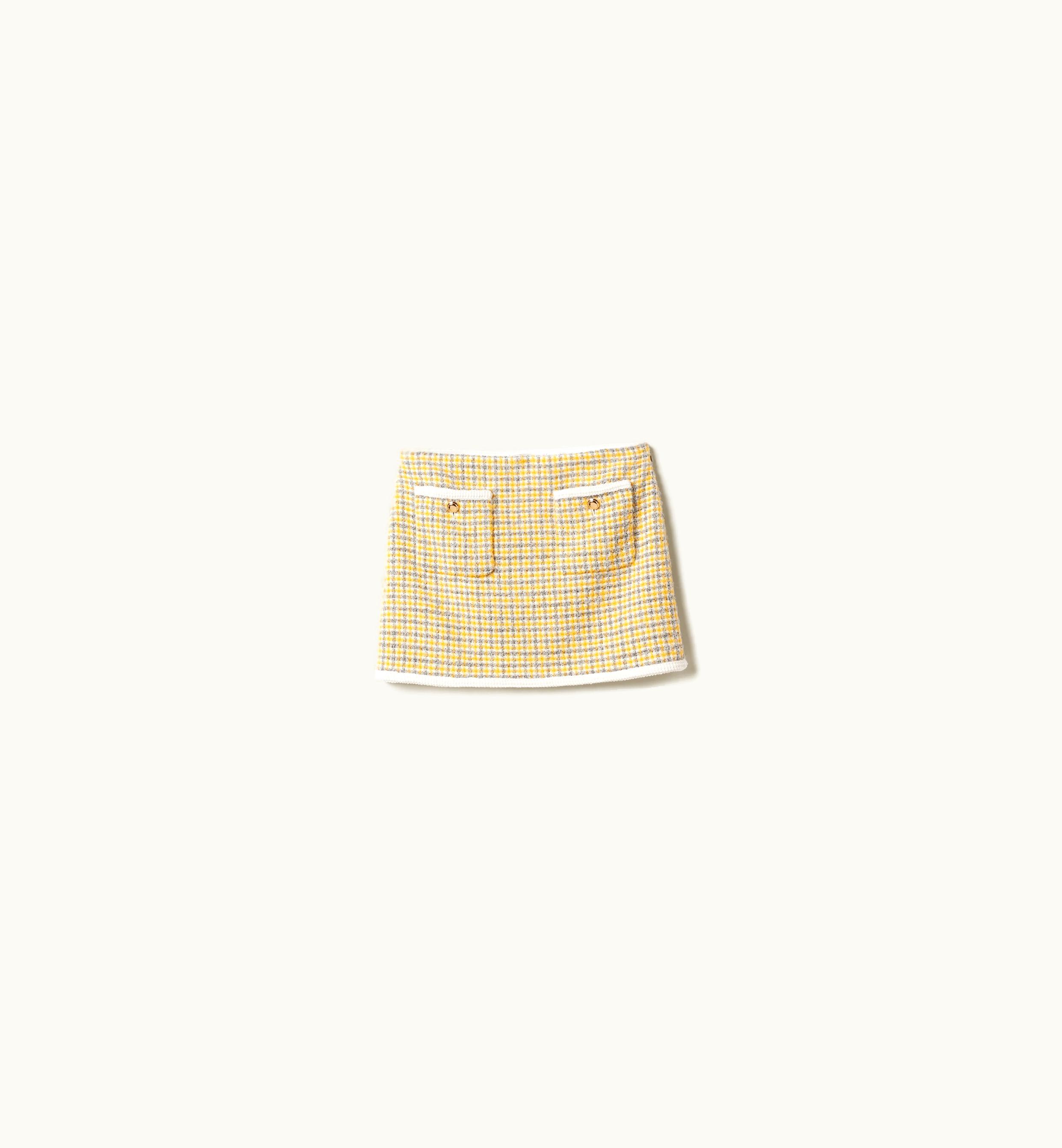 Miu Miu Miu Miu Bouclé Miniskirt White / Yellow