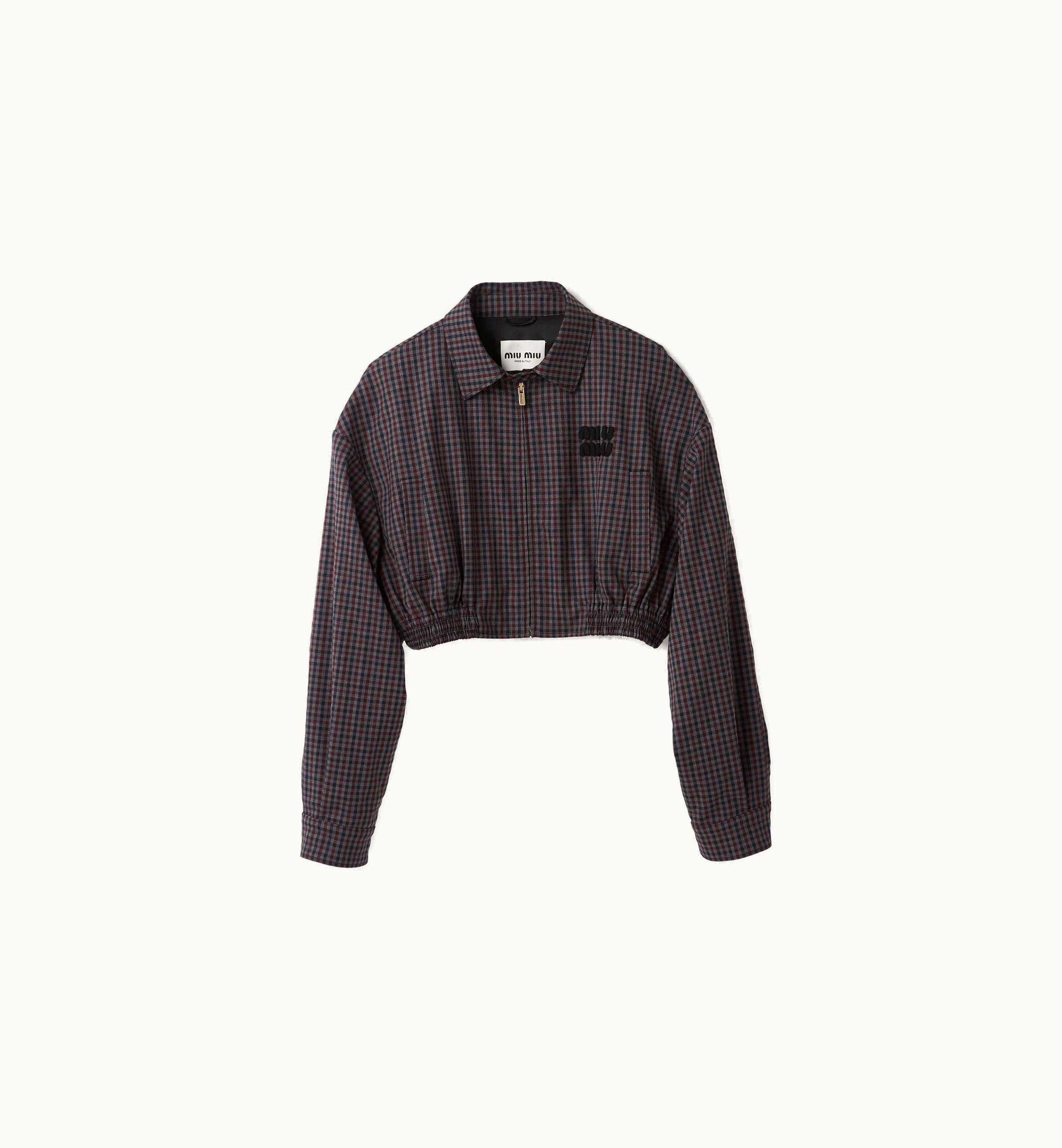 Miu Miu Miu Miu Gingham Check Blouson Jacket Garnet