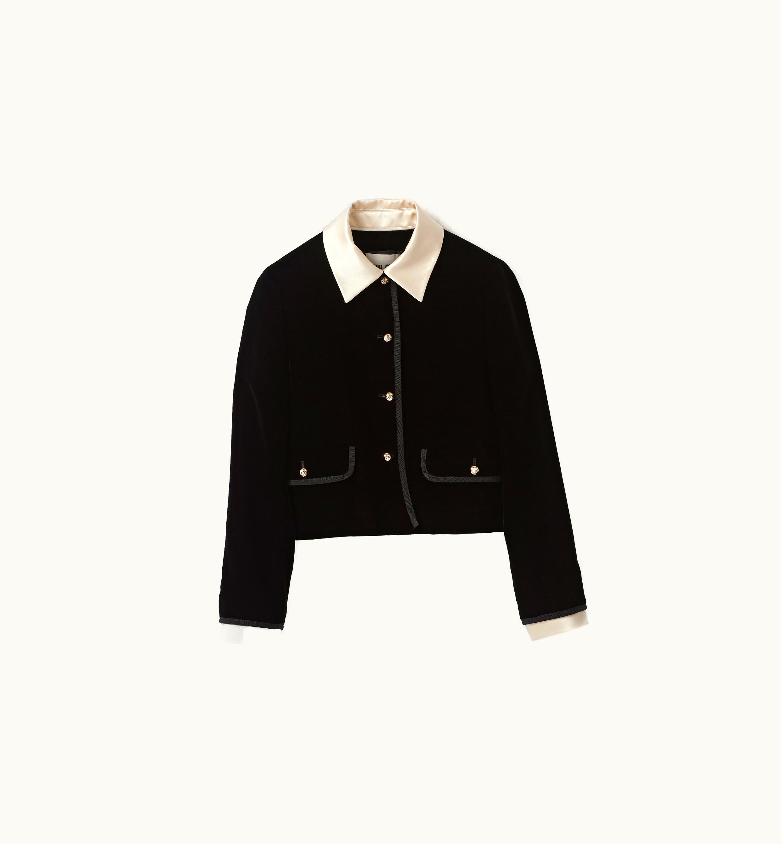 Miu Miu Miu Miu Velvet Jacket MH1876 Single-Breasted Black