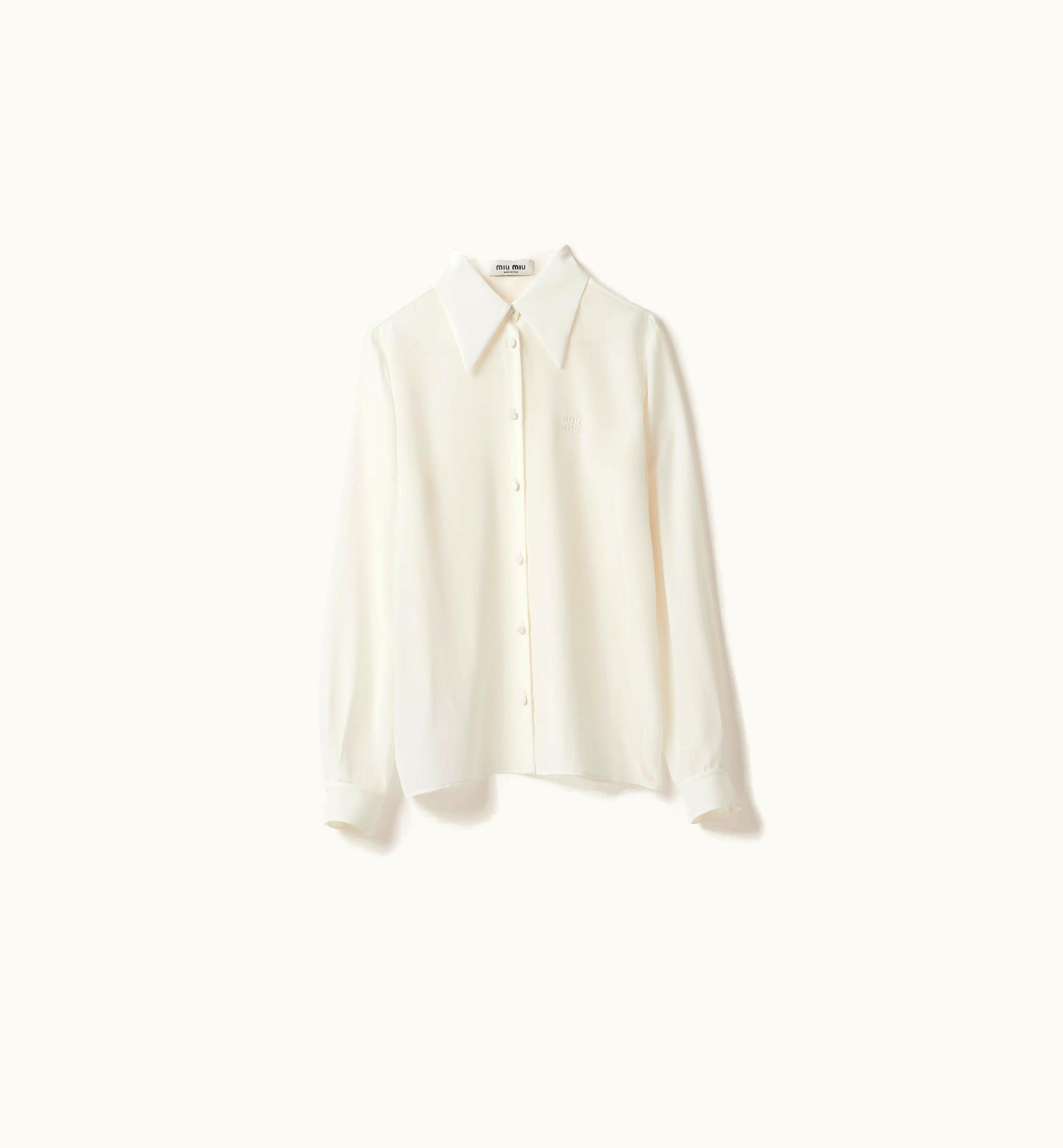 Miu Miu Miu Miu Crepe De Chine Shirt Ivory