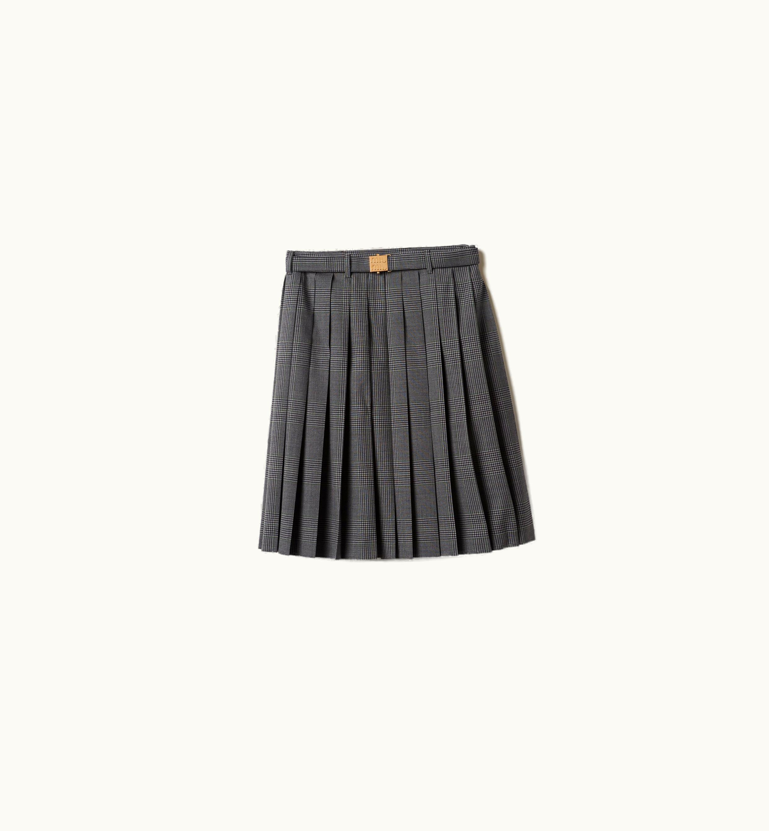Miu Miu Miu Miu Prince Of Wales Check Skirt Anthracite Gray