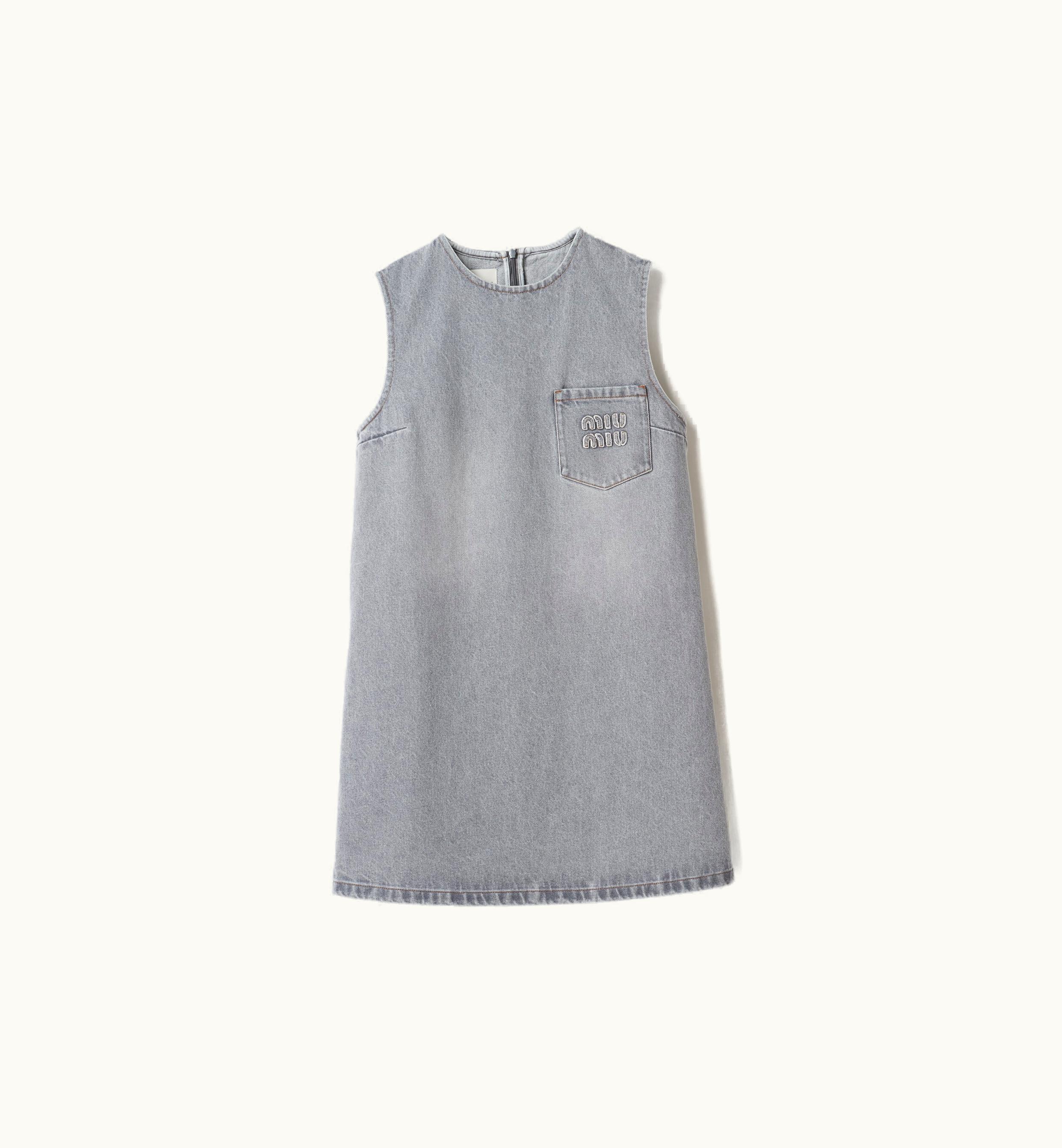 Miu Miu Miu Miu Denim Dress Grey